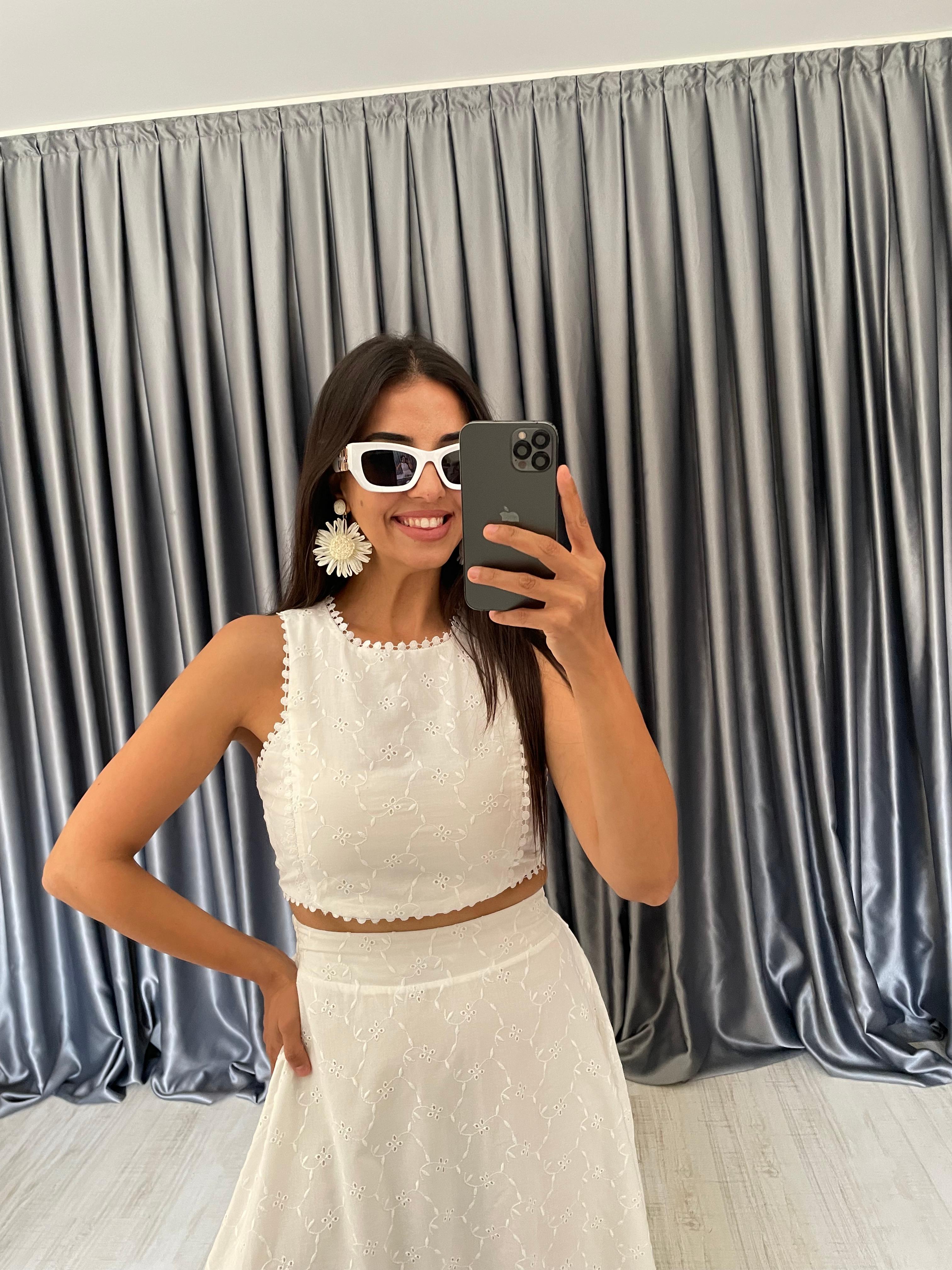 Arka Beli Lastikli Etek Crop Takım