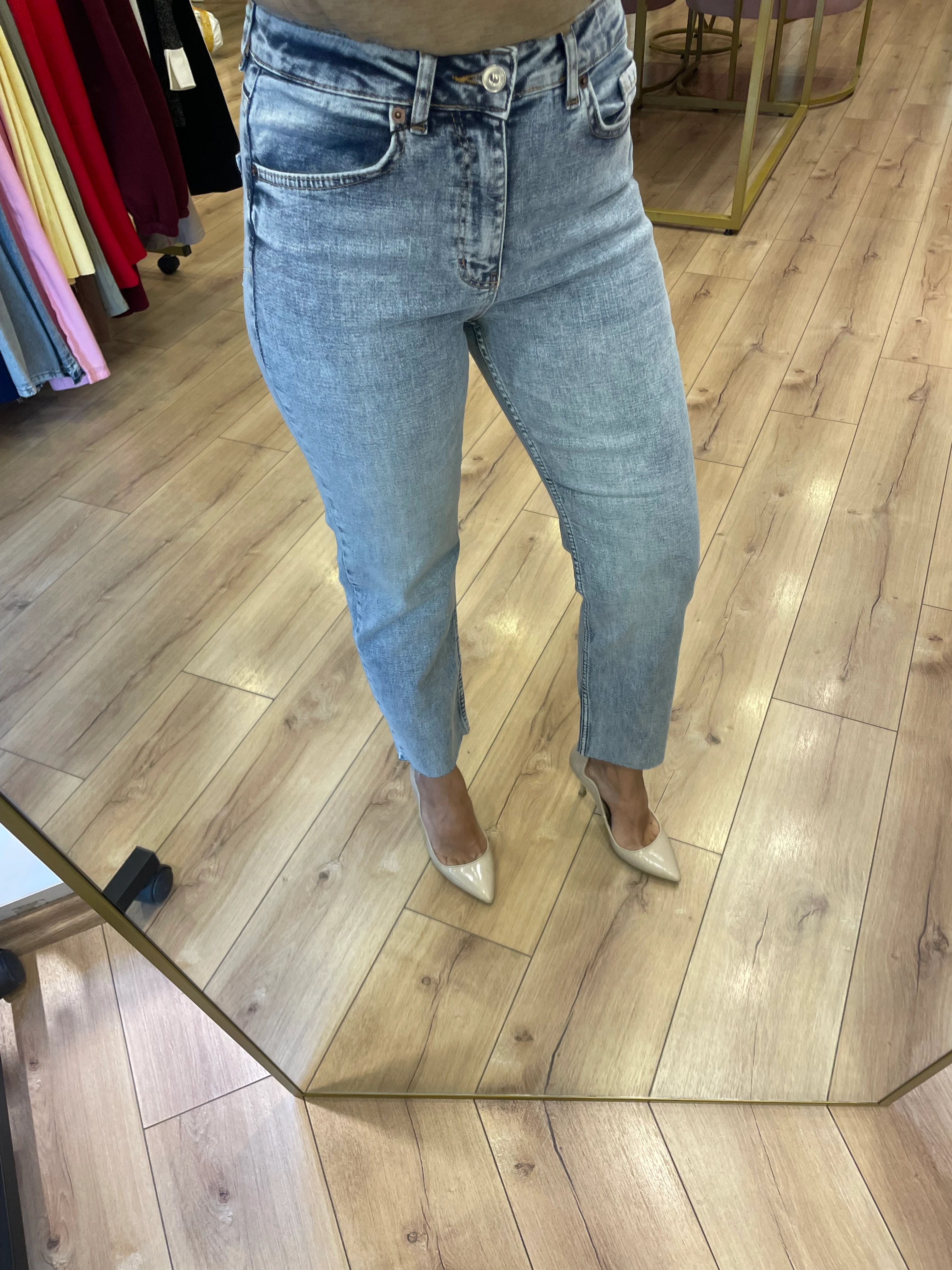 Kesik Paça Boy Fit Jean Pantolon 