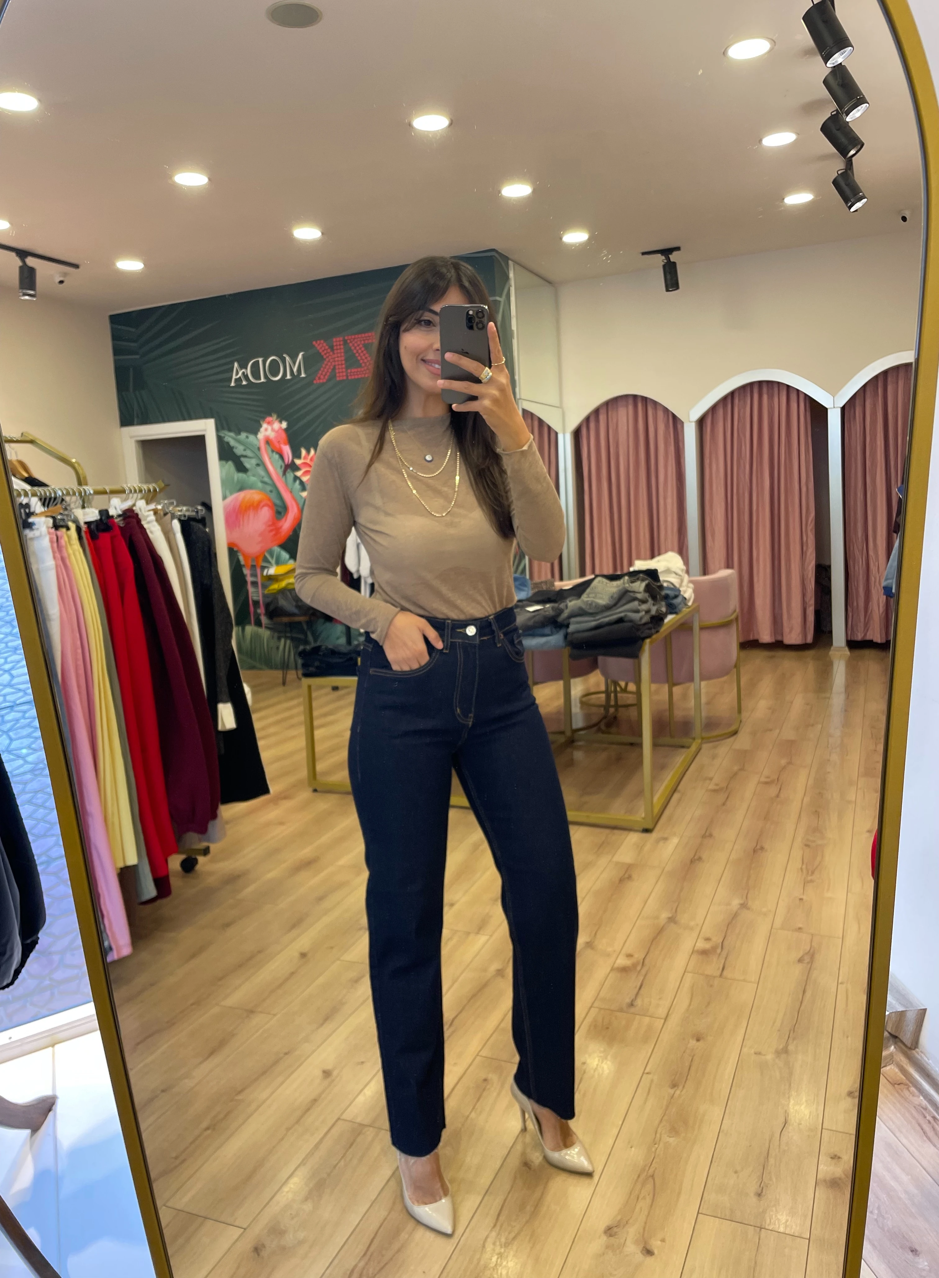 Kesik Paça Boy Fit Jean Pantolon  - Koyu Lacivert