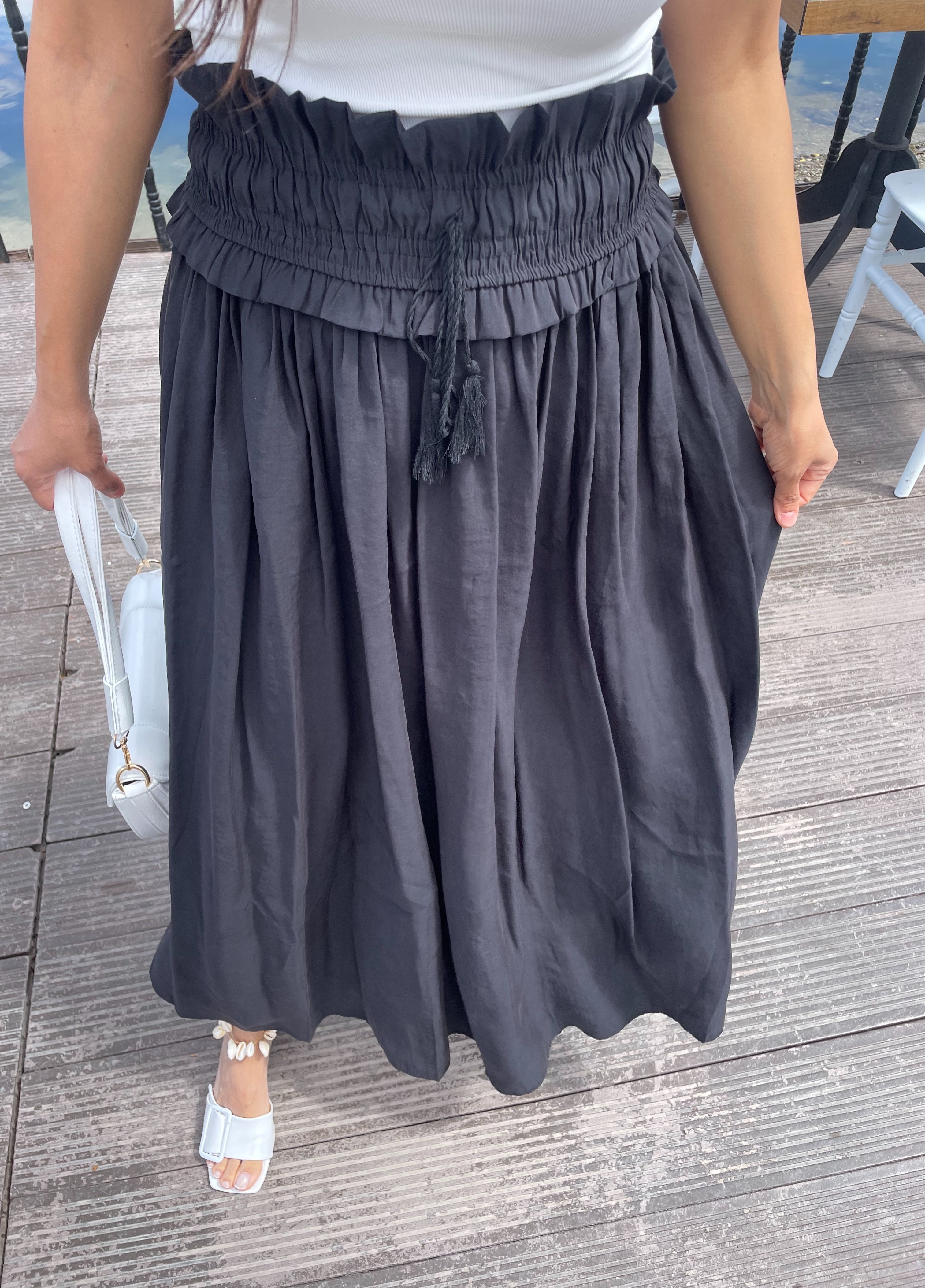 Bel Detaylı Maxi Boy Etek
