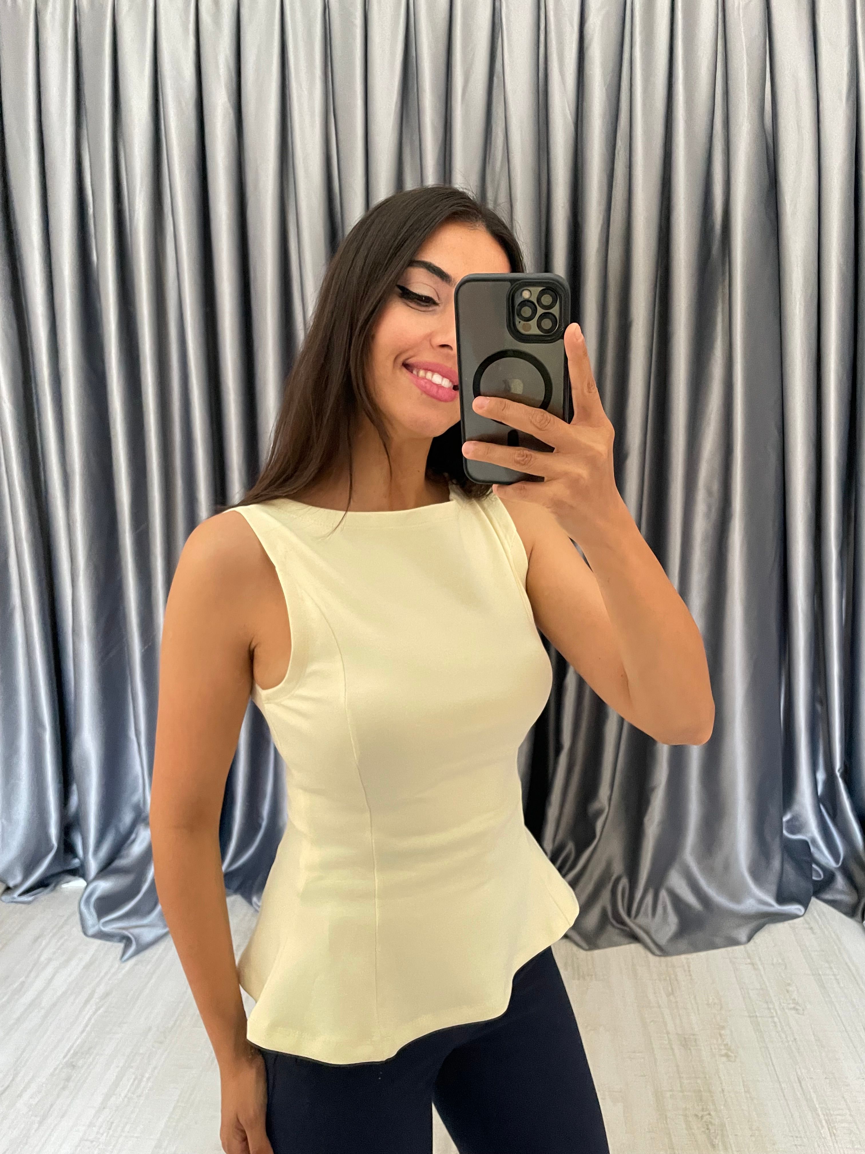 Kayık Yaka Peplum Bluz