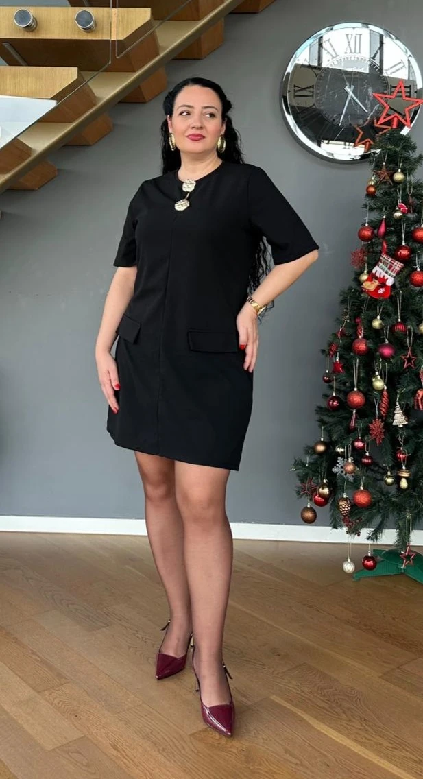 Gold Düğmeli Denis Elbise