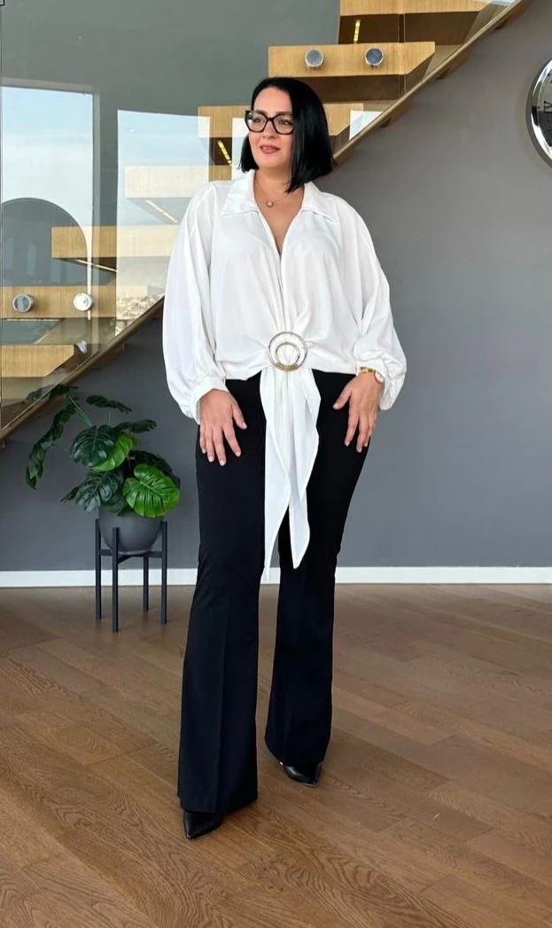 Sihirli İspanyol Paça Krep Pantolon - Siyah