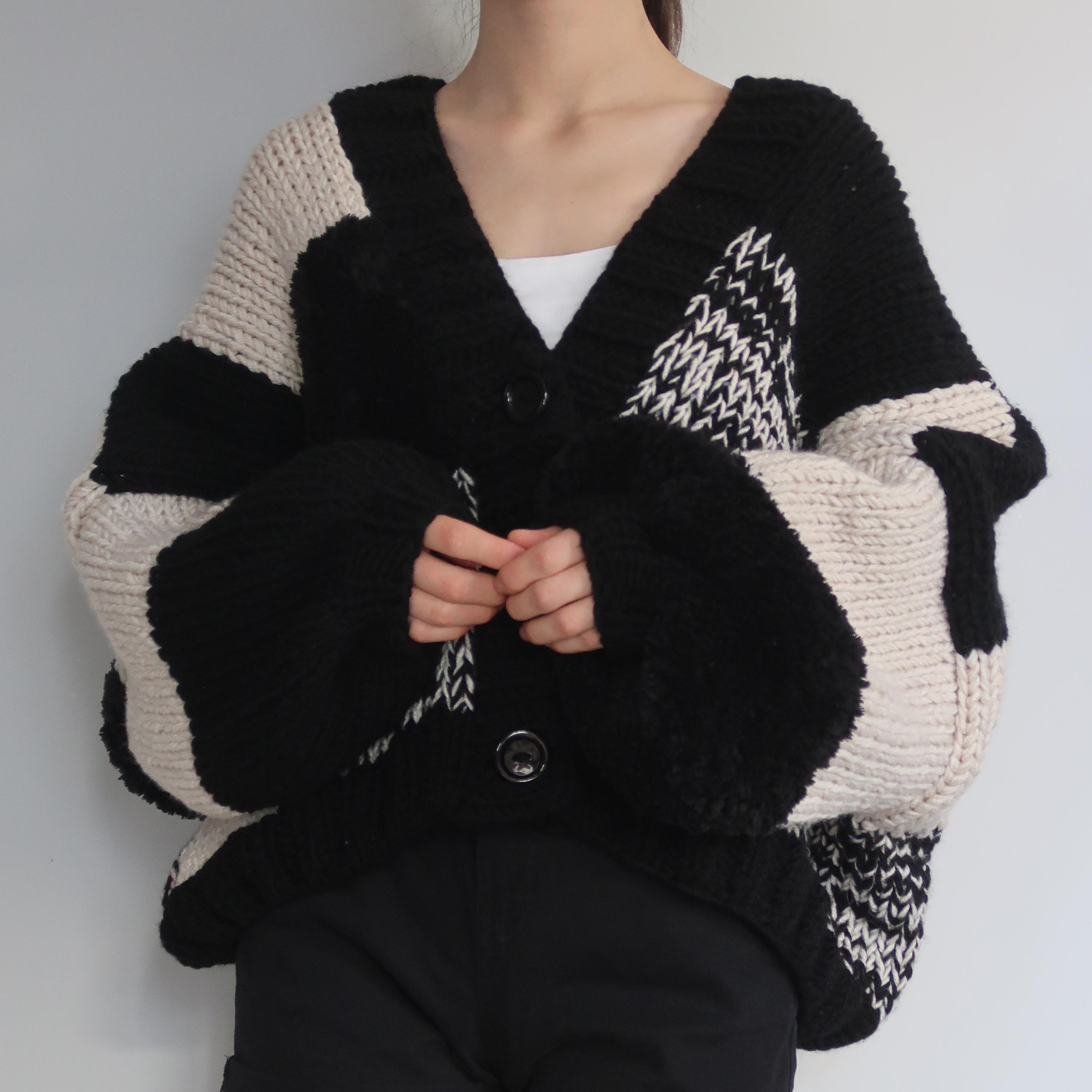 Black Patchwork Cardigan