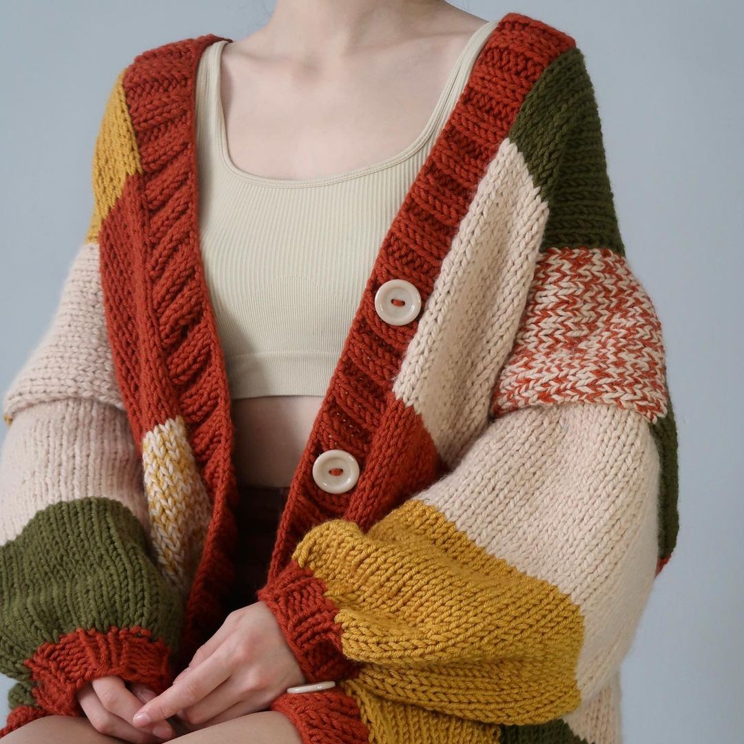 Thinner Autumn Patchwork Cardigan