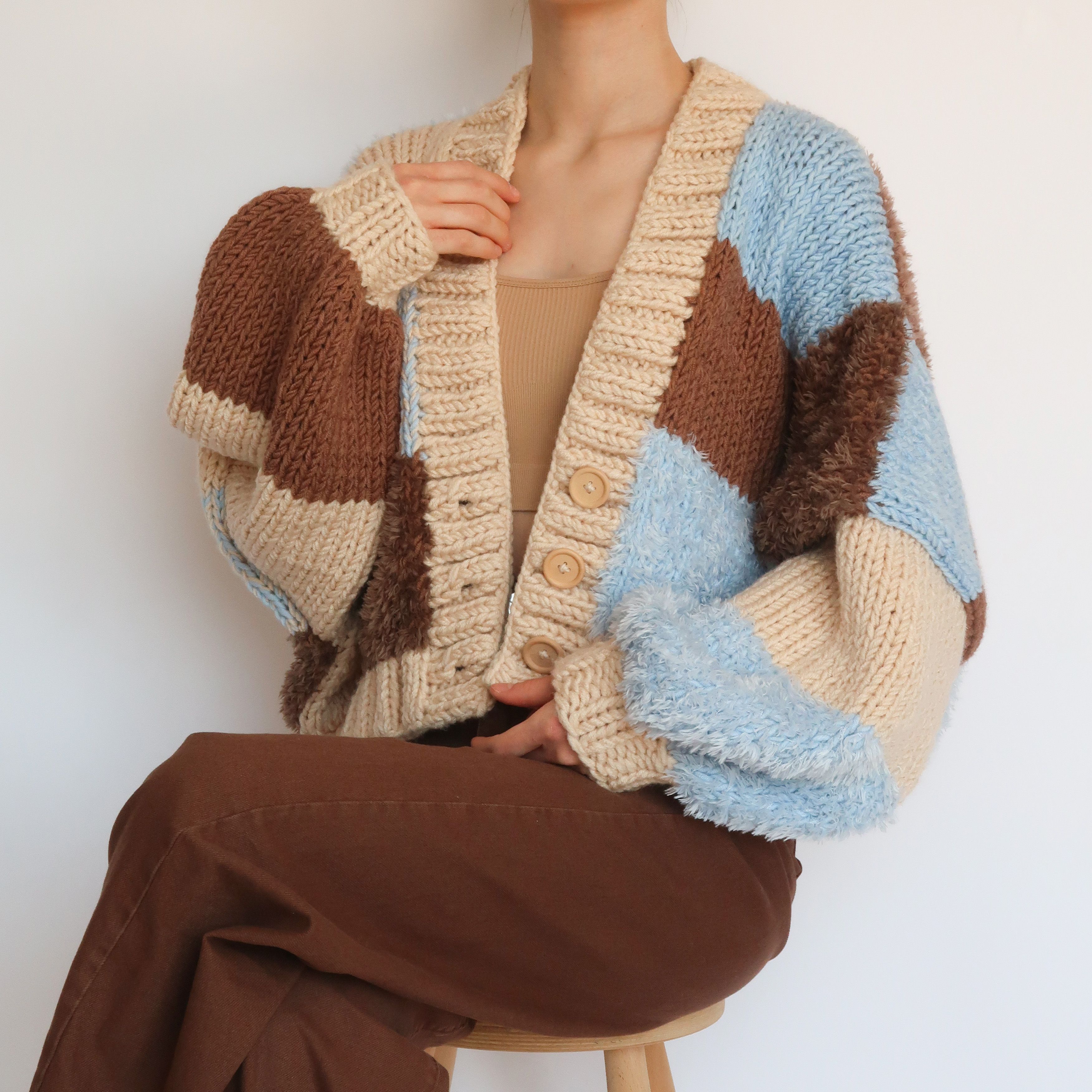 Cookie Monster Patchwork Cardigan