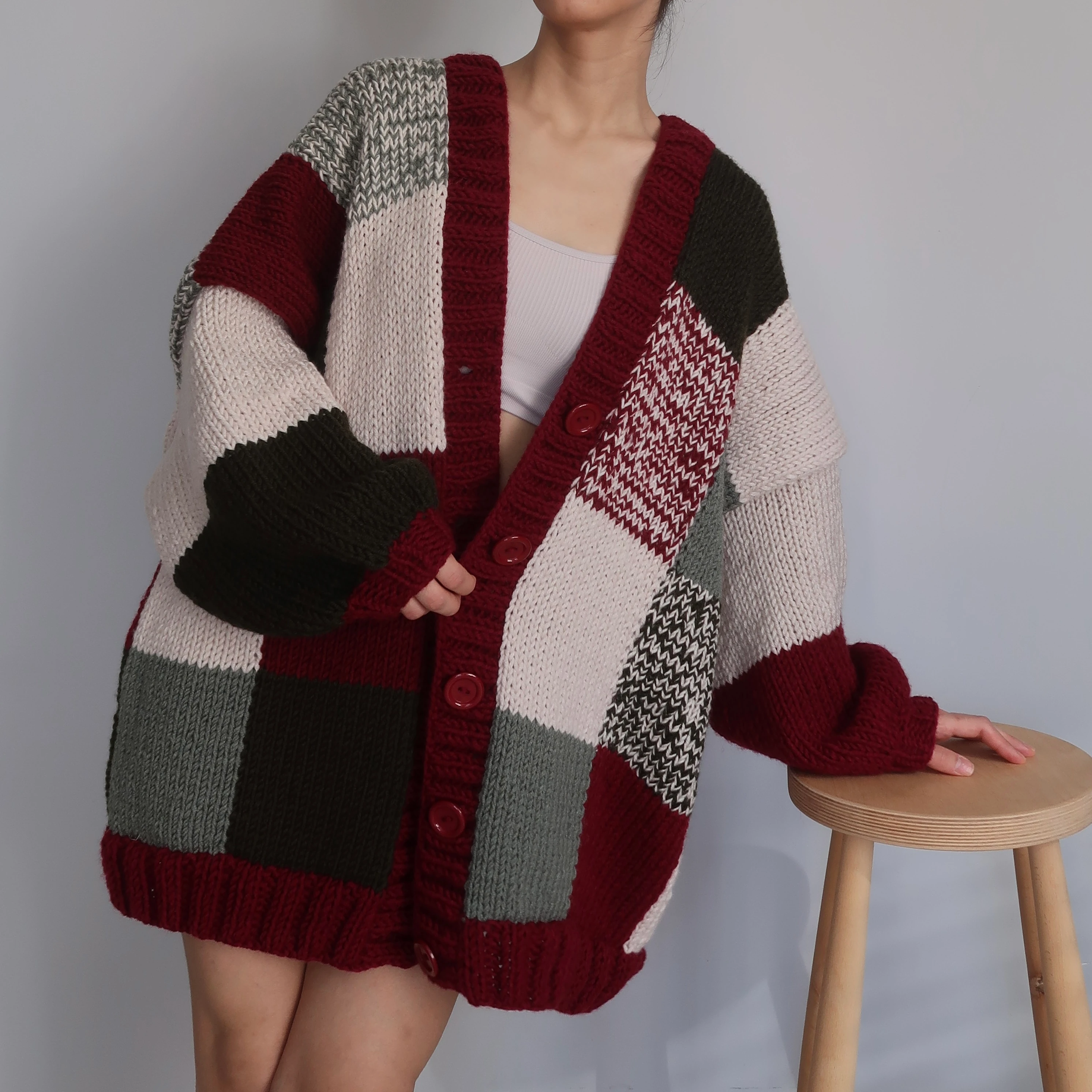 Thinner Mistletoe Dreams Patchwork Cardigan (Christmas Edition)