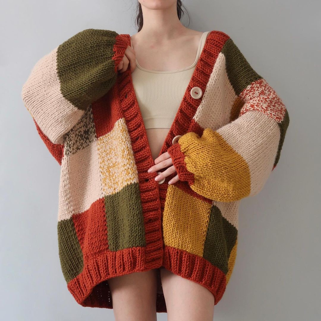 Thinner Autumn Patchwork Cardigan