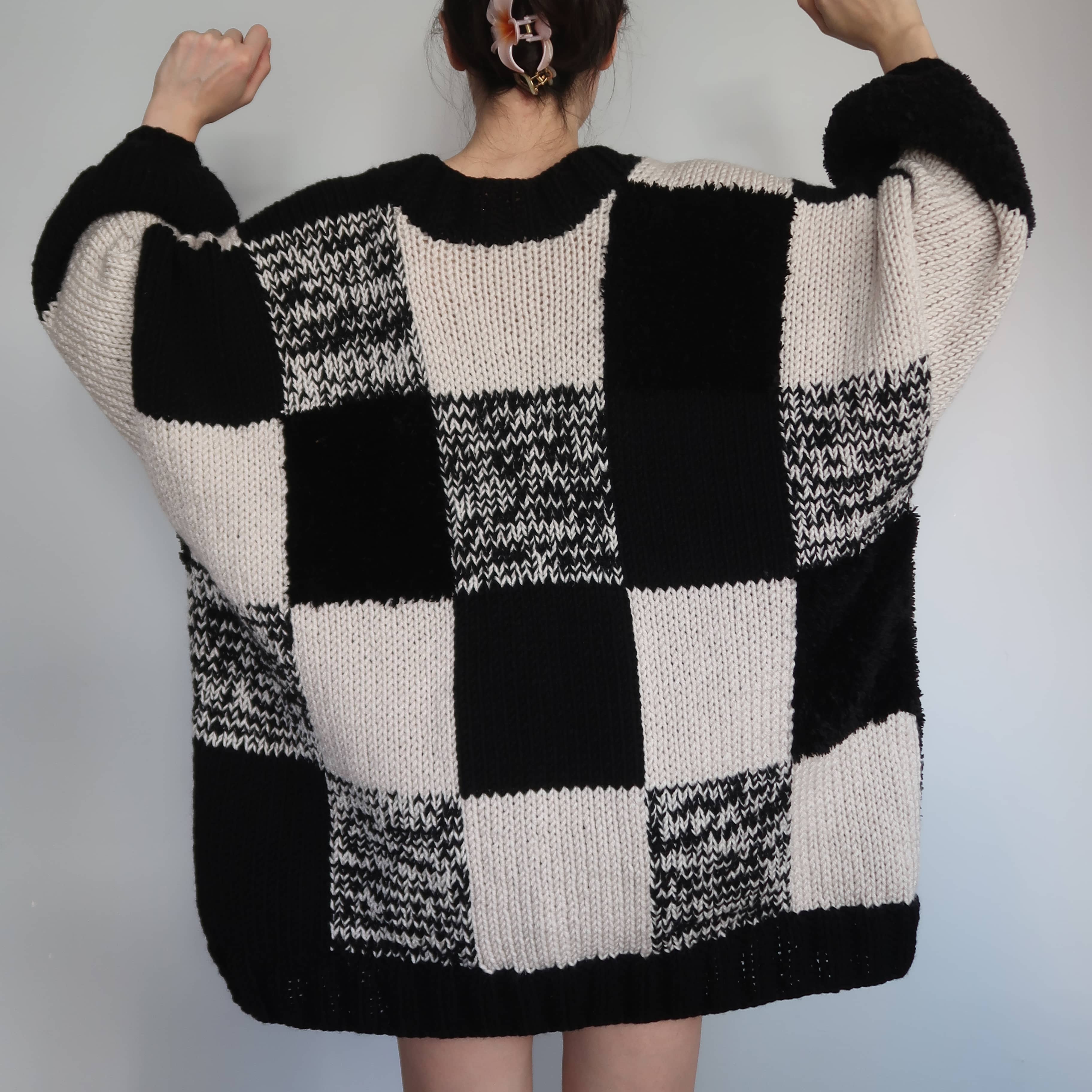 Thinner Black Patchwork Cardigan