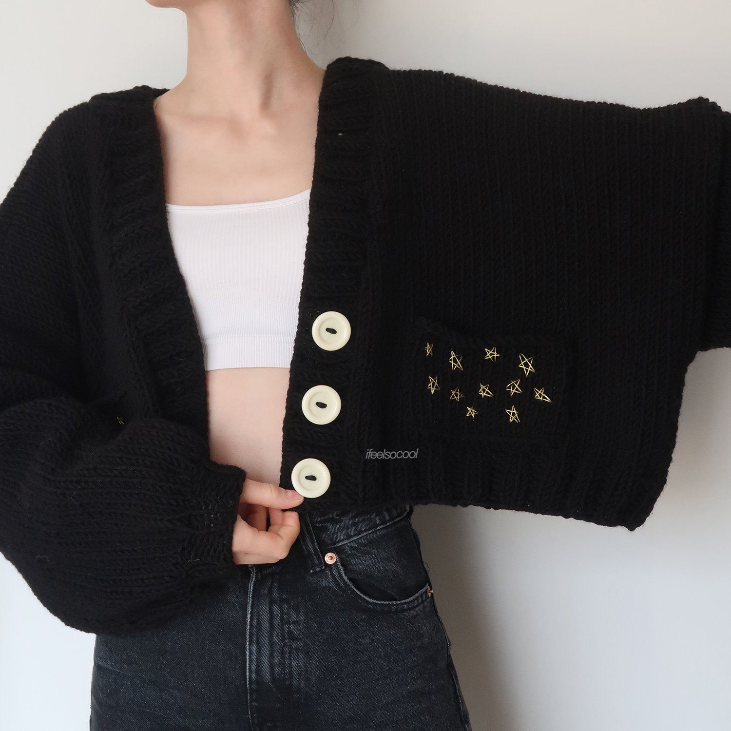 Golden Starry Pocket Cardigan