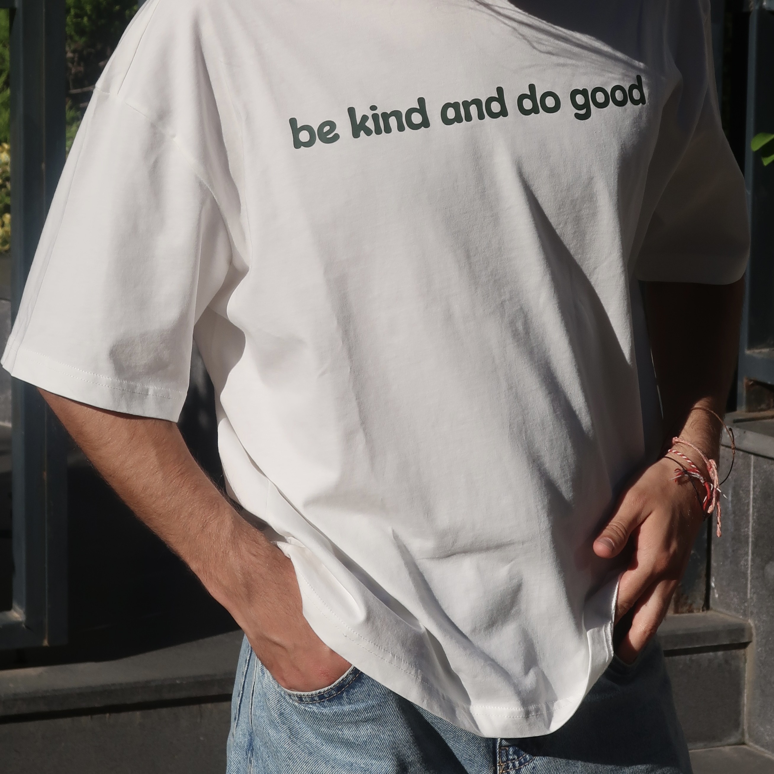 100% Cotton Crew Neck Boxy Fit Short Sleeve T-Shirt - Be Kind and Do Good