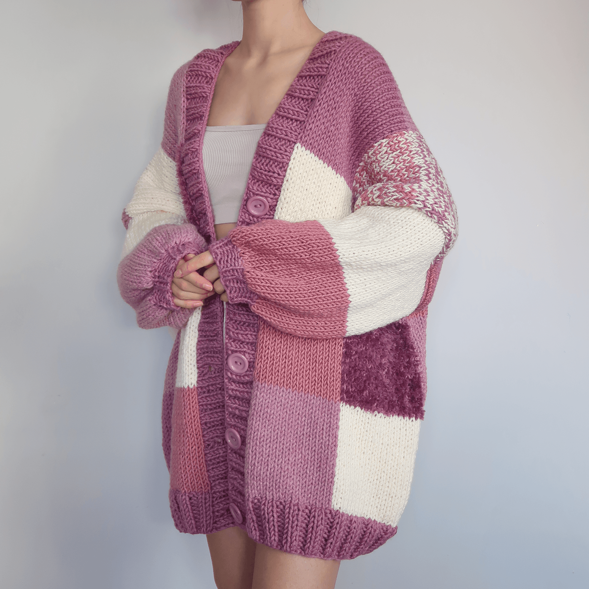 Thinner Beautyberry Patchwork Cardigan