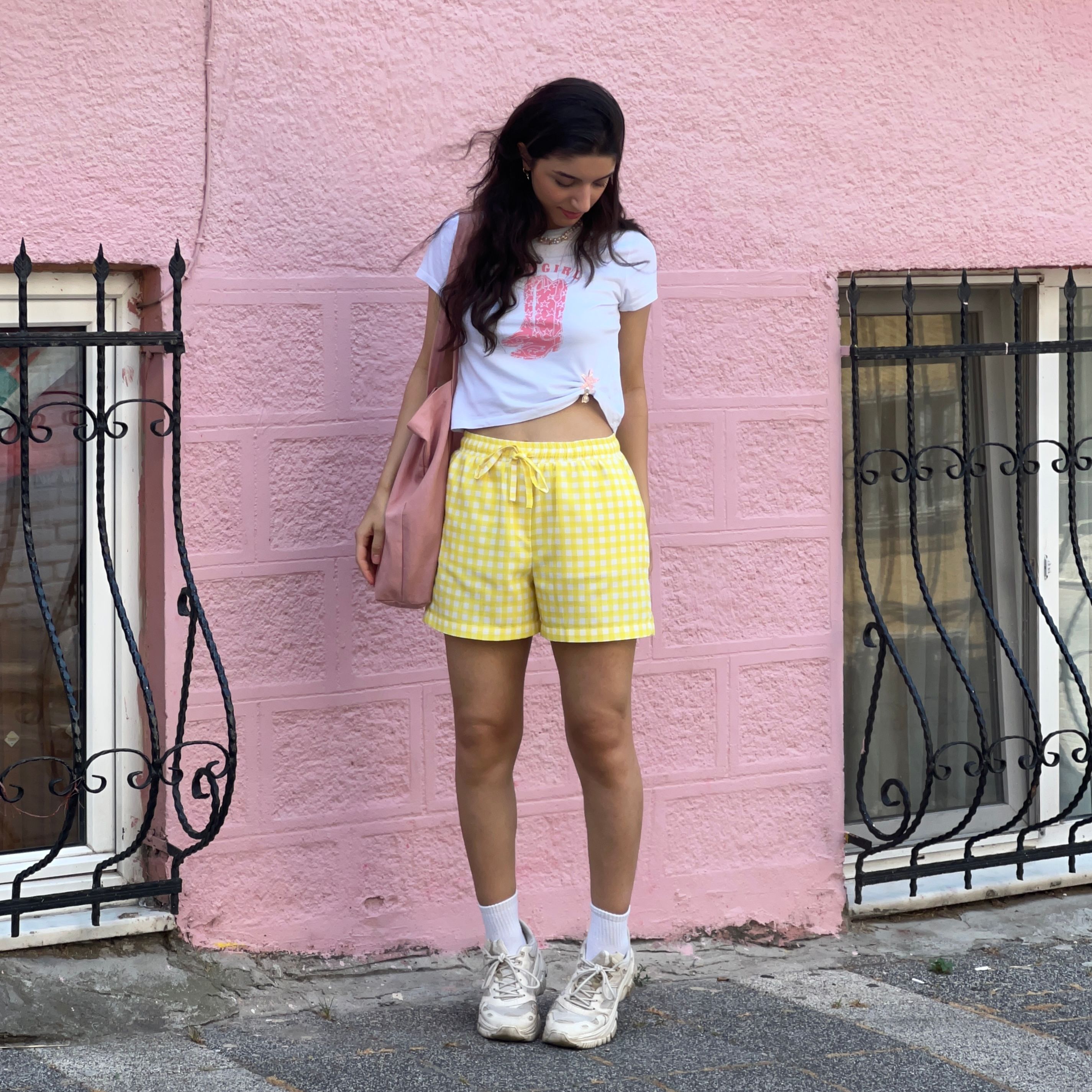 Linen Blend Handmade Gingham Boxer Shorts - Yellow