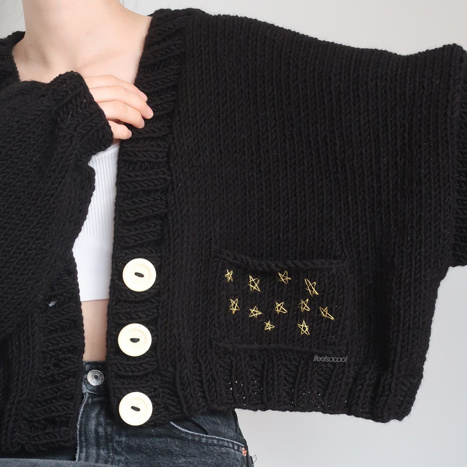 Golden Starry Pocket Cardigan