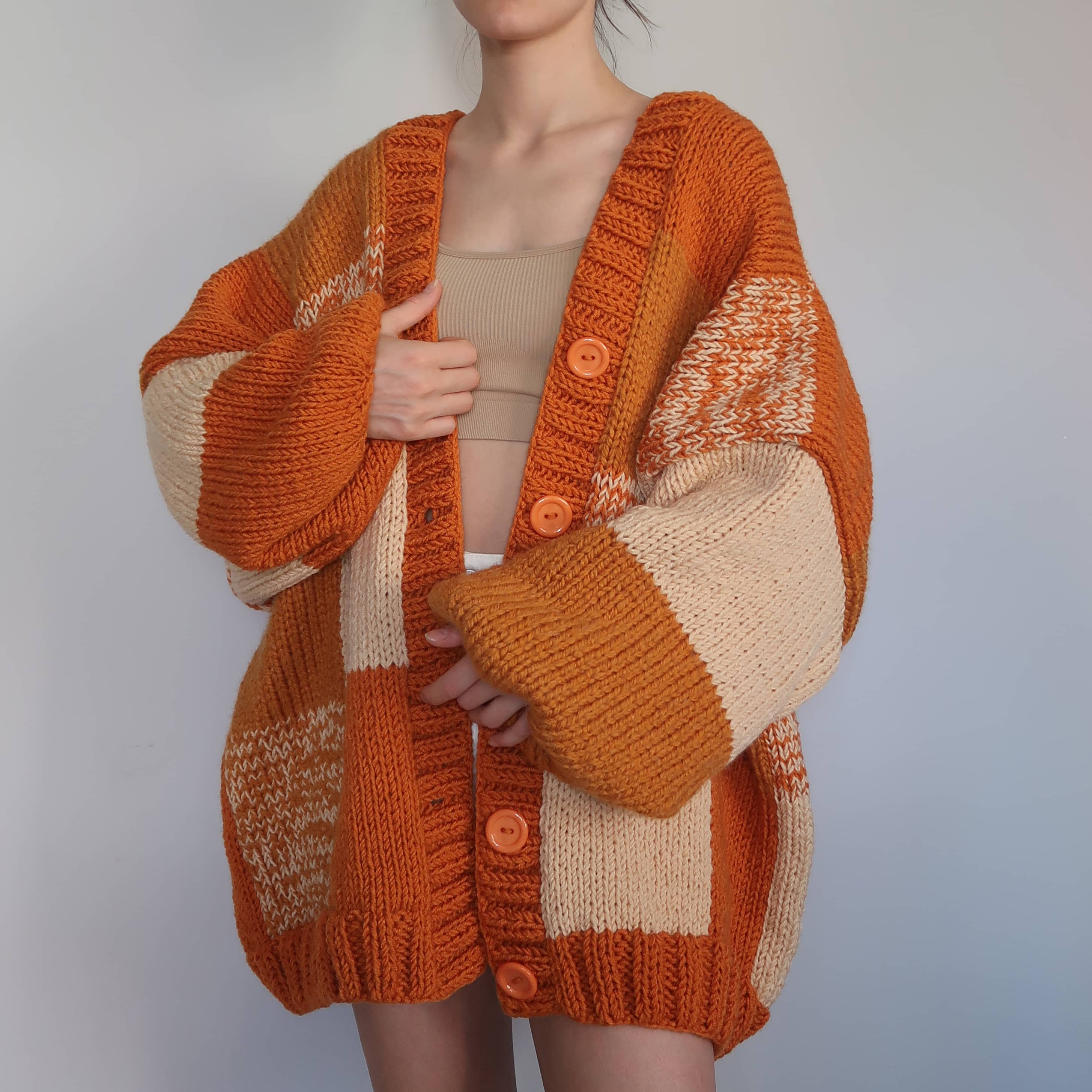 Thinner Amber Glow Patchwork Cardigan