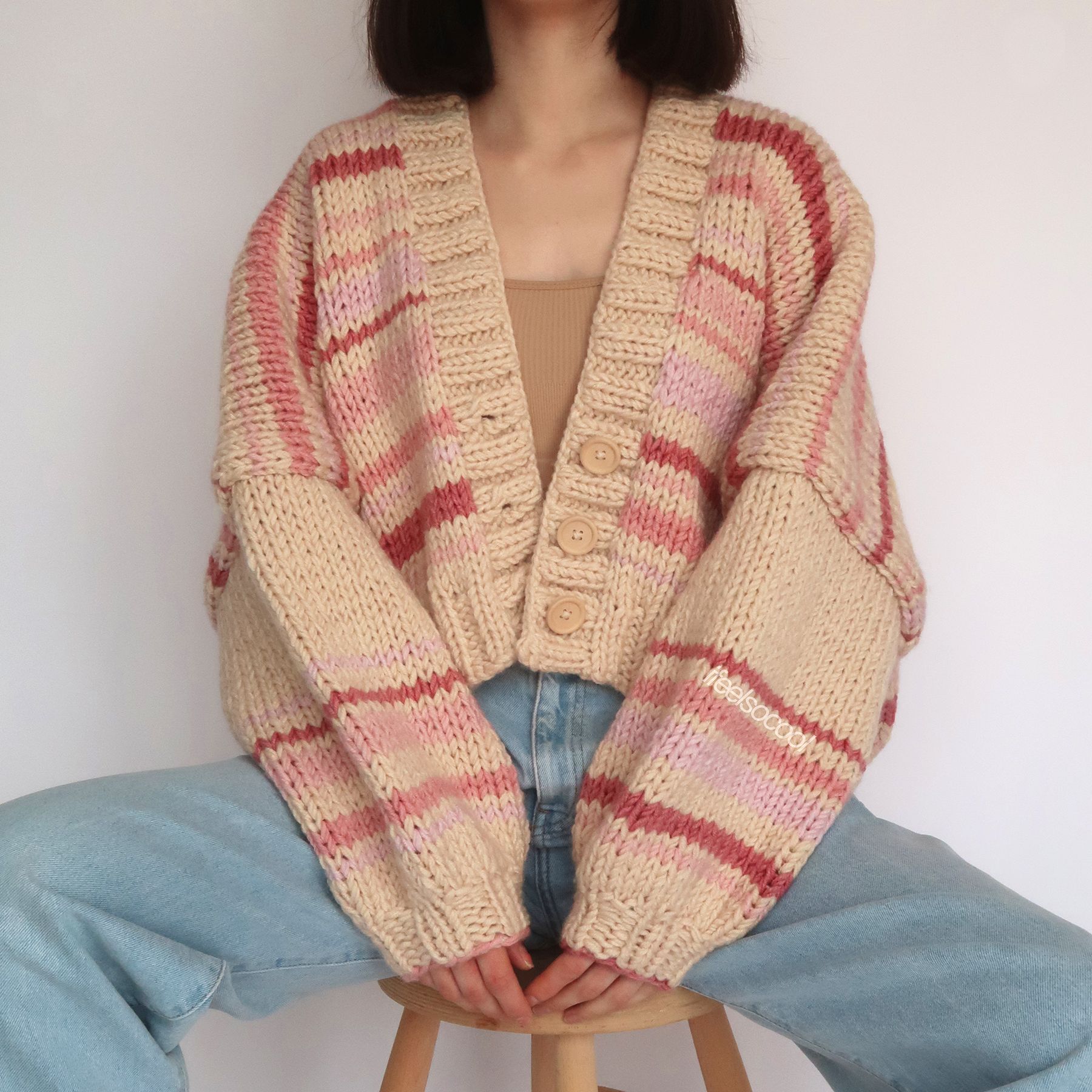 Strawberry Cake Striped Cardigan