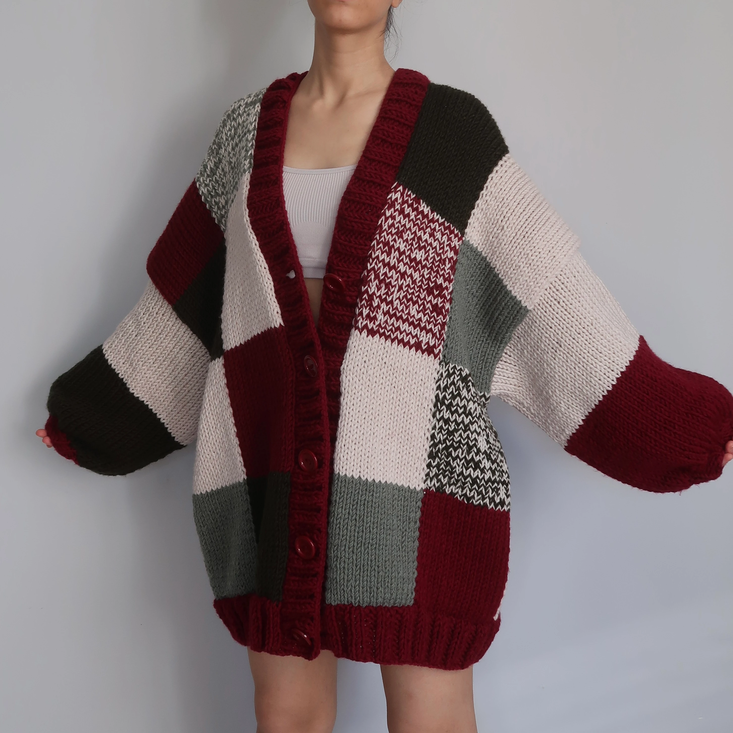 Thinner Mistletoe Dreams Patchwork Cardigan (Christmas Edition)