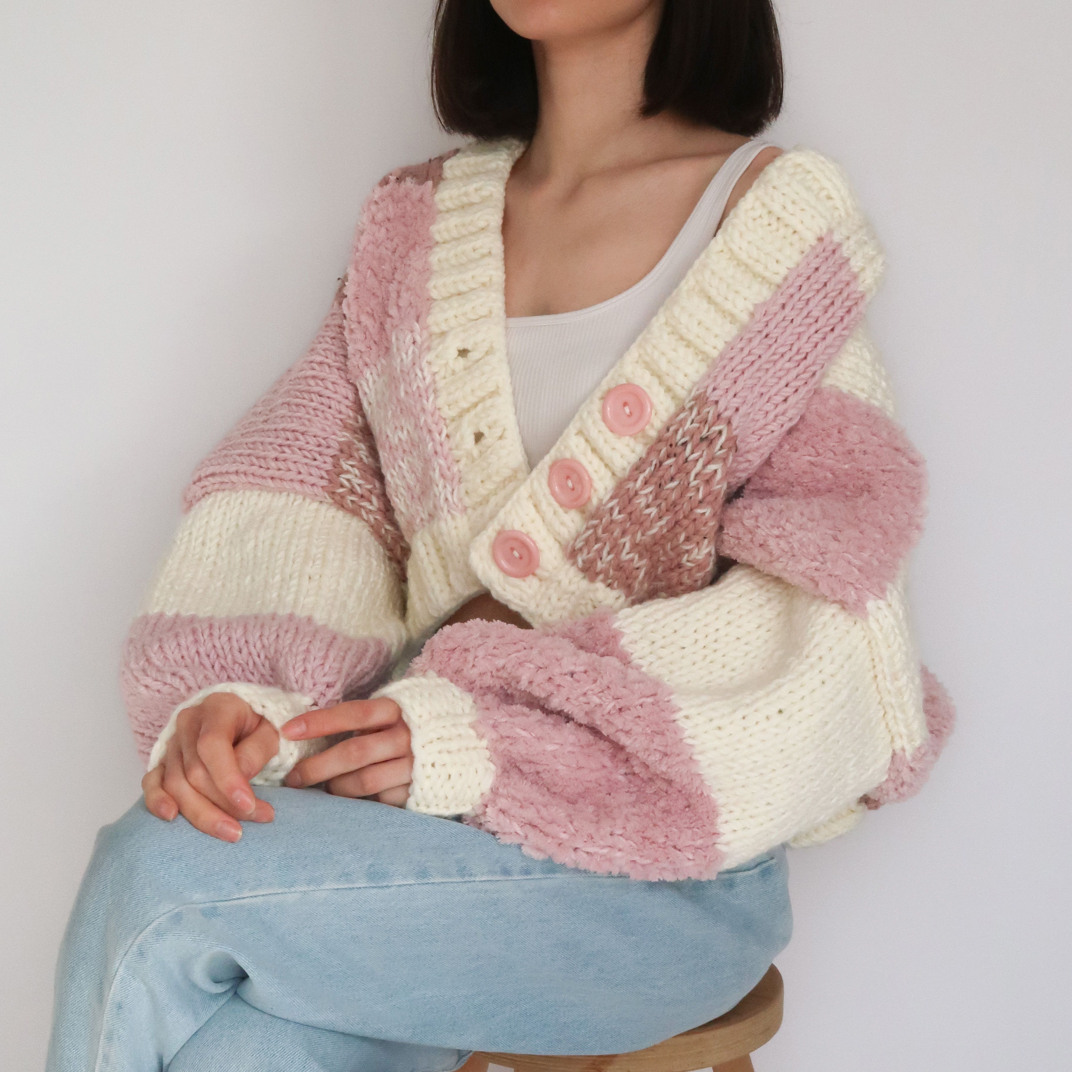 Pink Patchwork Cardigan