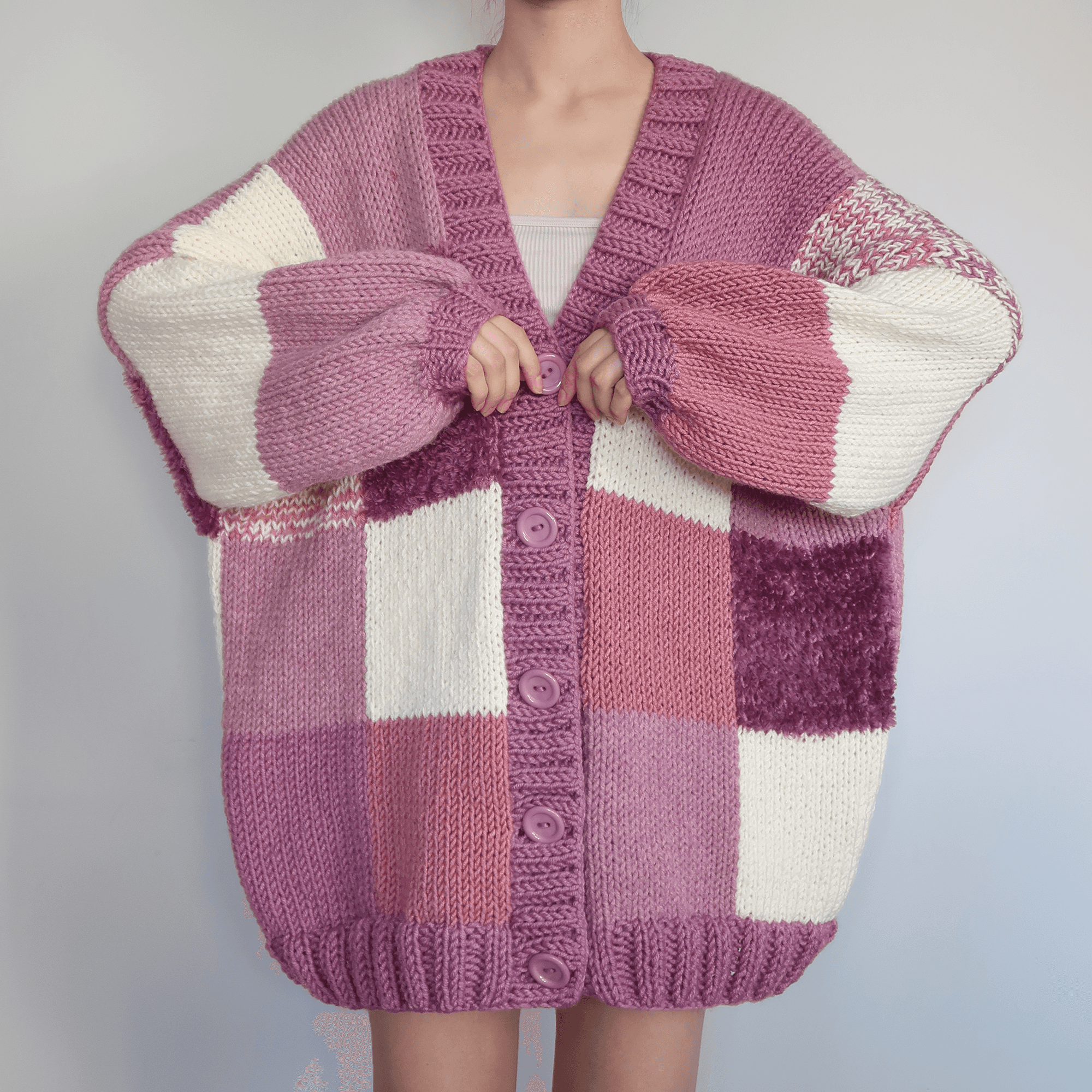 Thinner Beautyberry Patchwork Cardigan