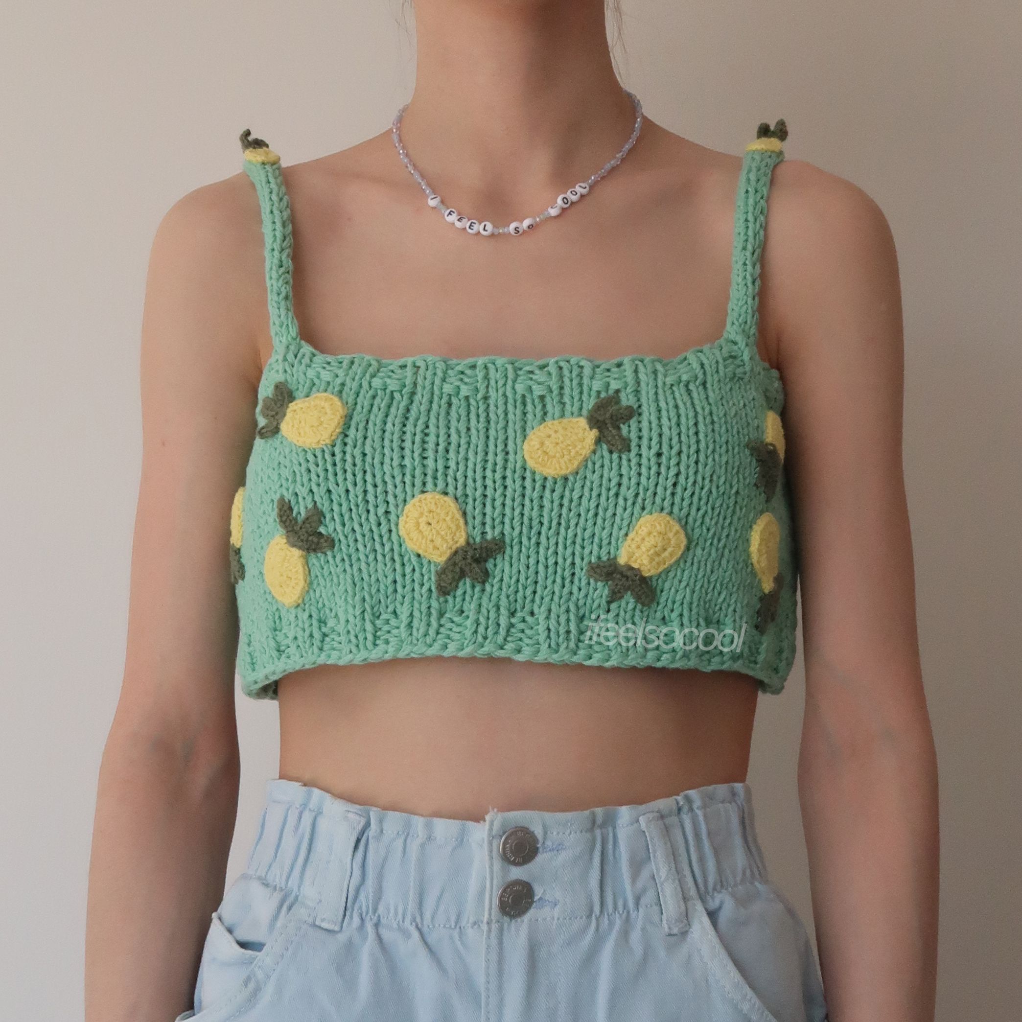 Pineapple Hand-knitted Crop Top