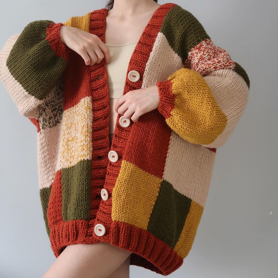 Thinner Autumn Patchwork Cardigan