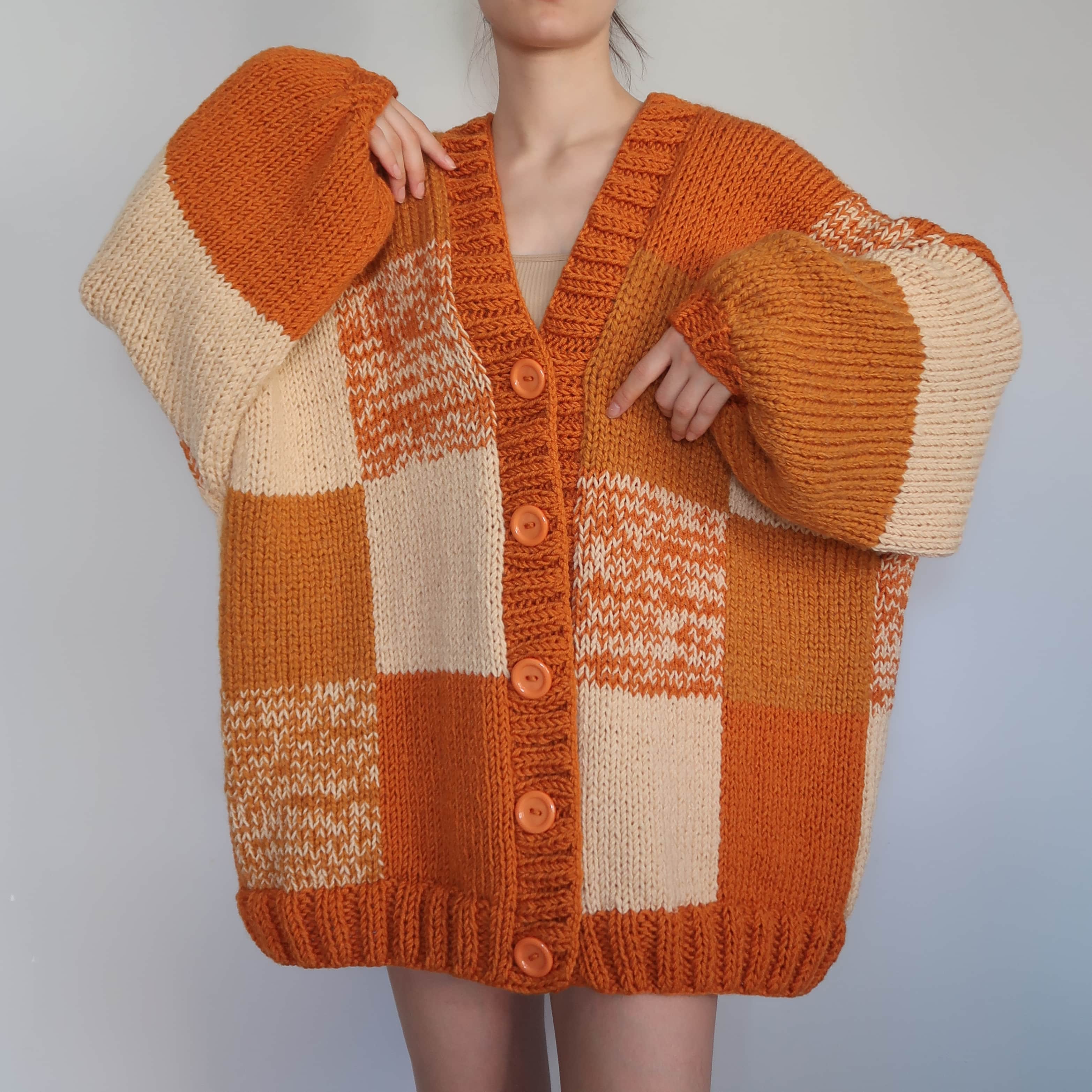 Thinner Amber Glow Patchwork Cardigan