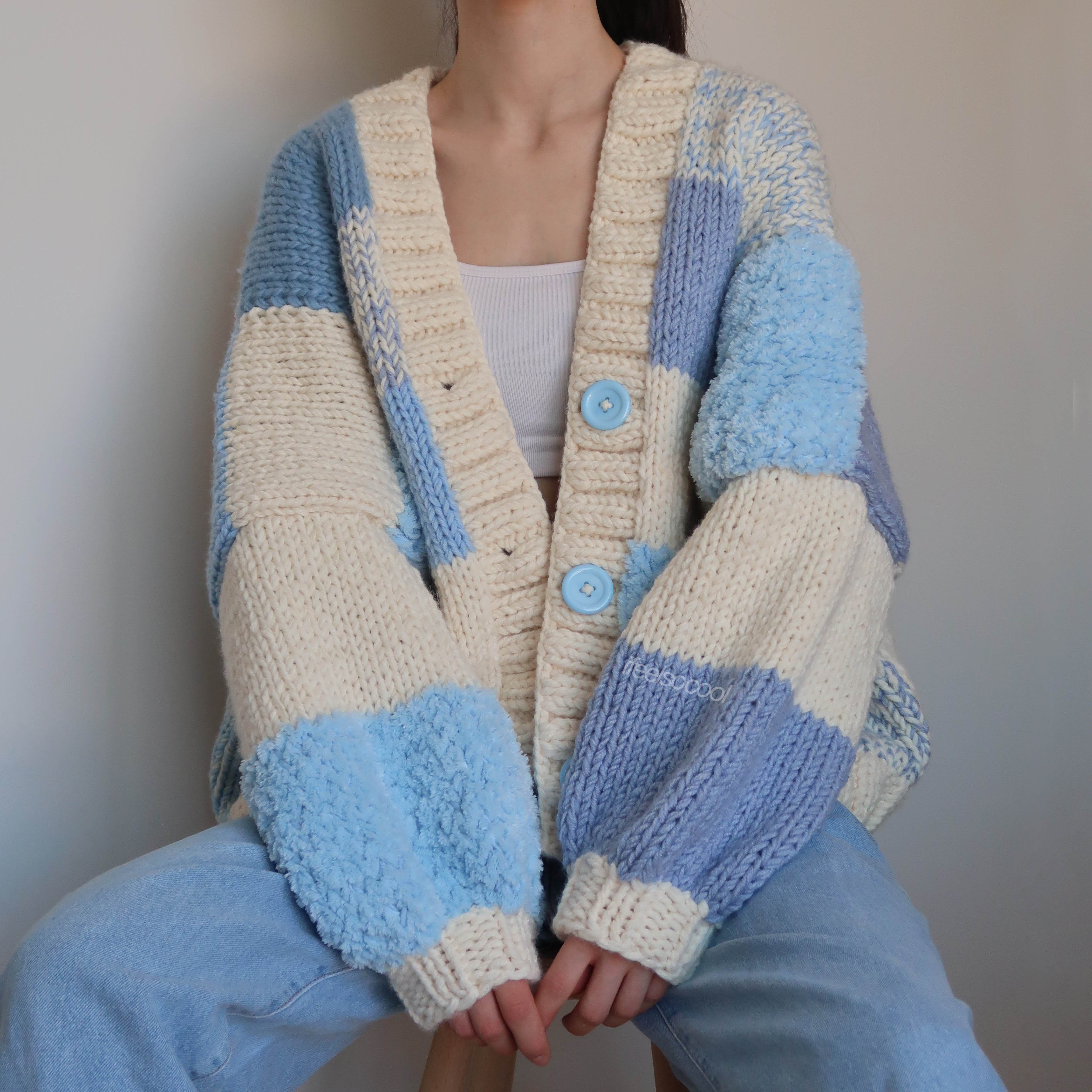 Icy Blue Patchwork Cardigan