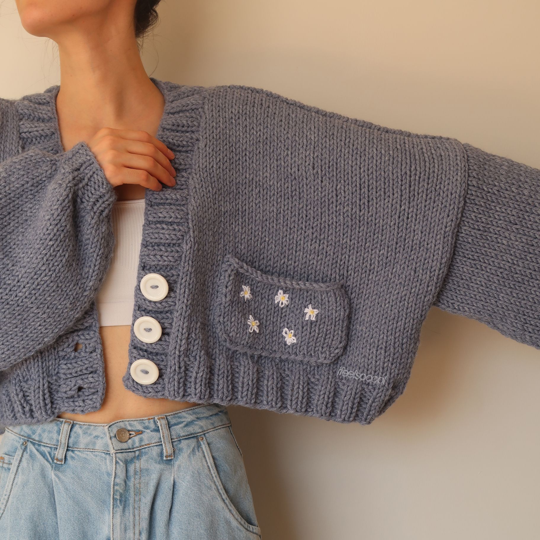 Denim Daisy Pocket Cardigan