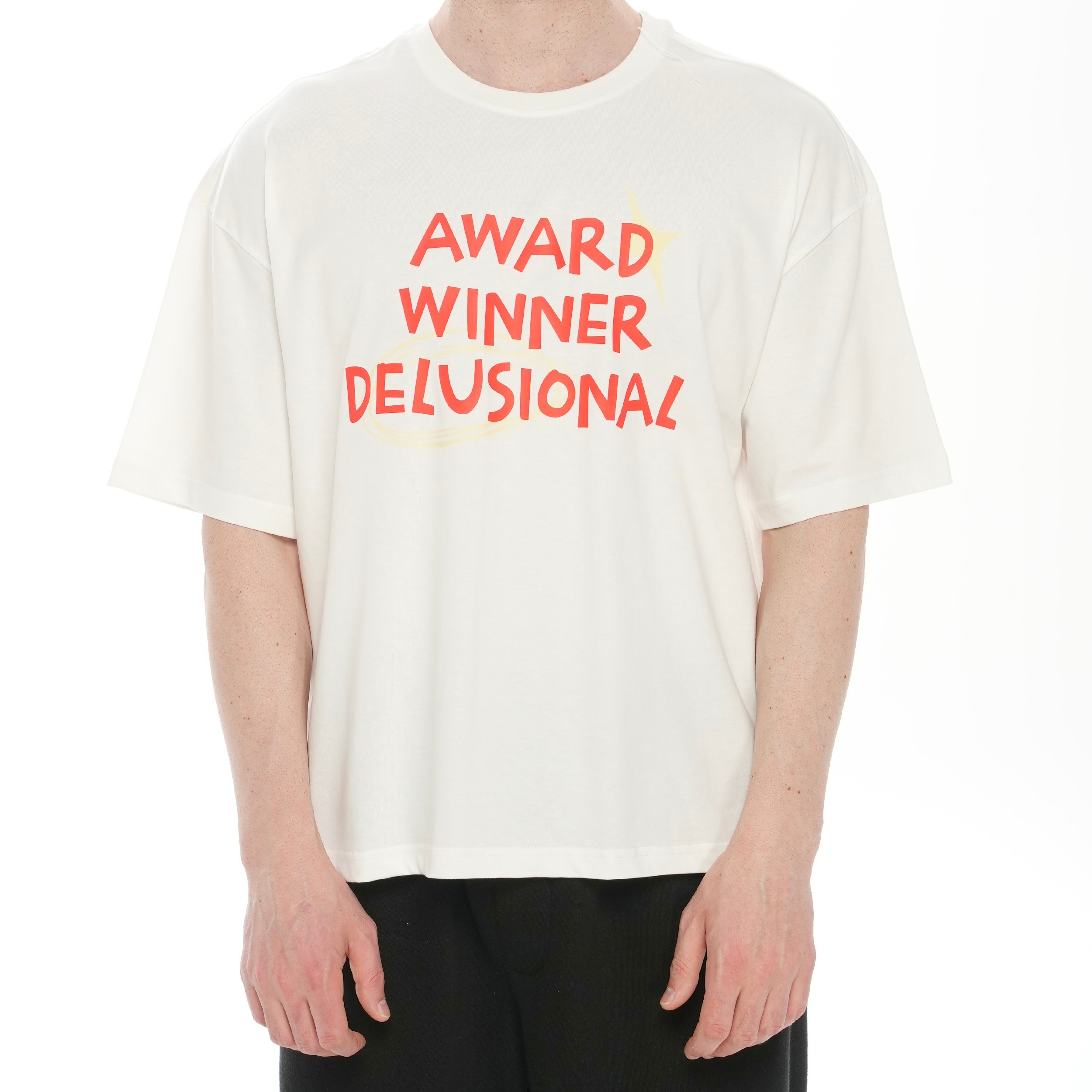 100% Cotton Crew Neck Boxy Fit Short Sleeve T-Shirt - Award Winner Delusional