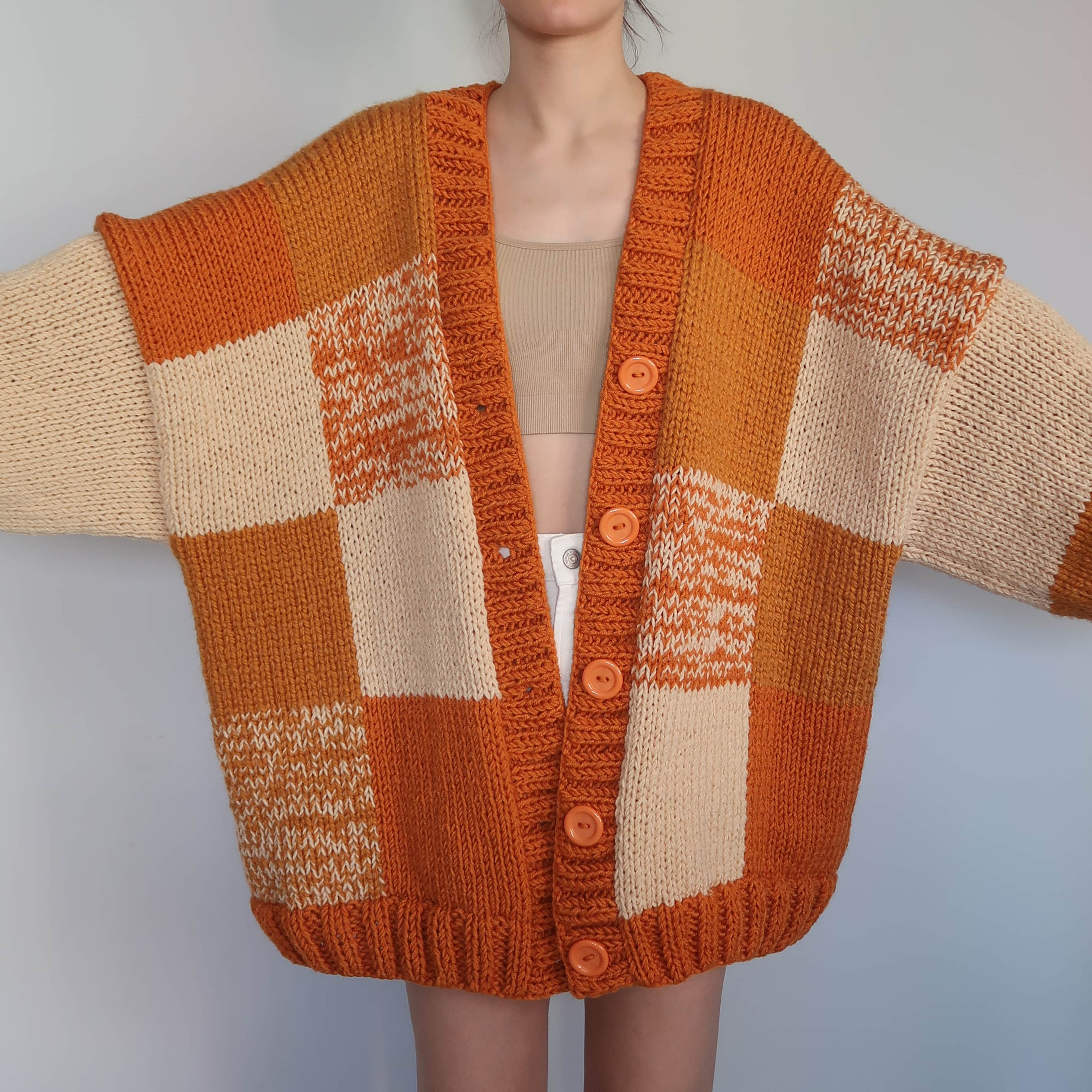 Thinner Amber Glow Patchwork Cardigan