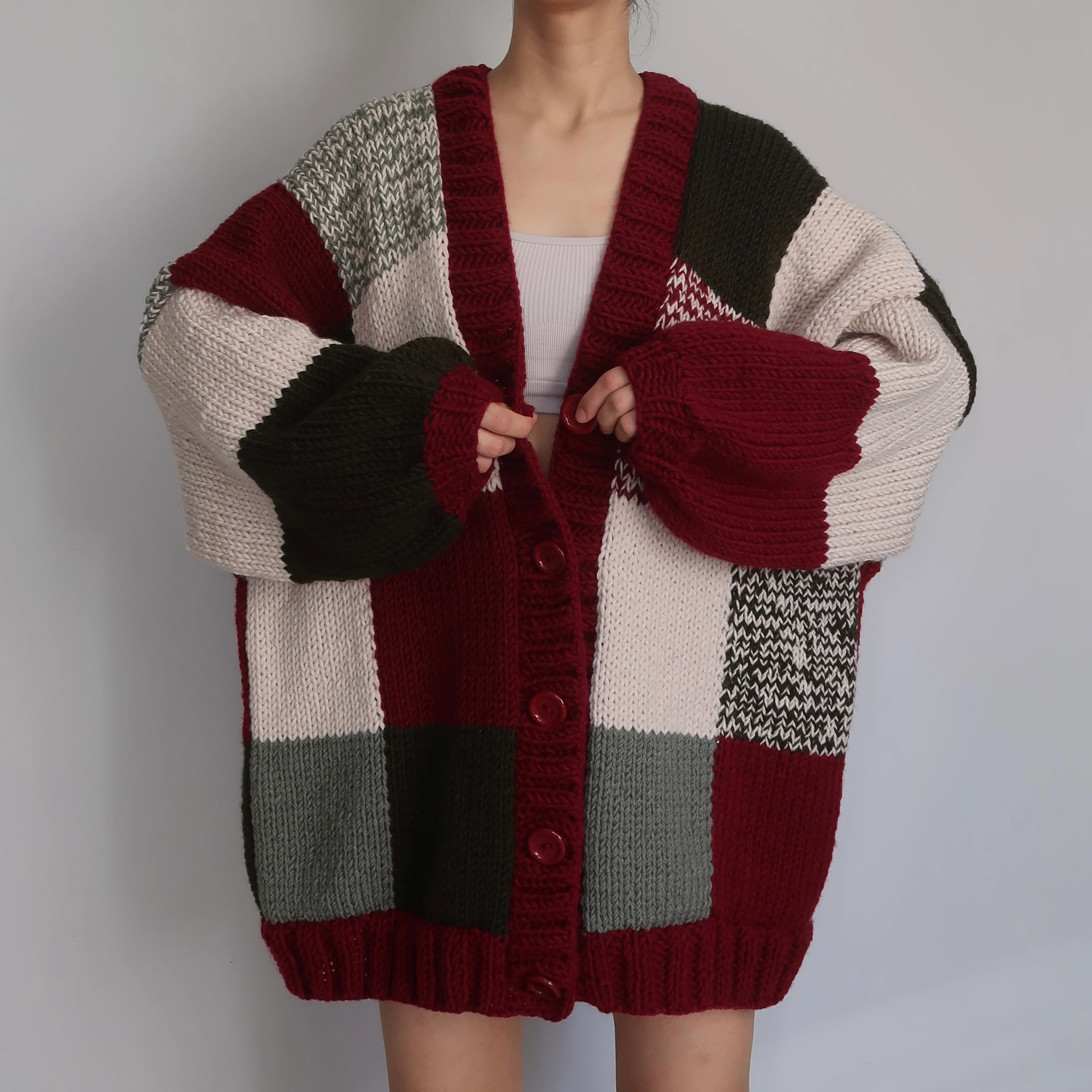 Thinner Mistletoe Dreams Patchwork Cardigan (Christmas Edition)
