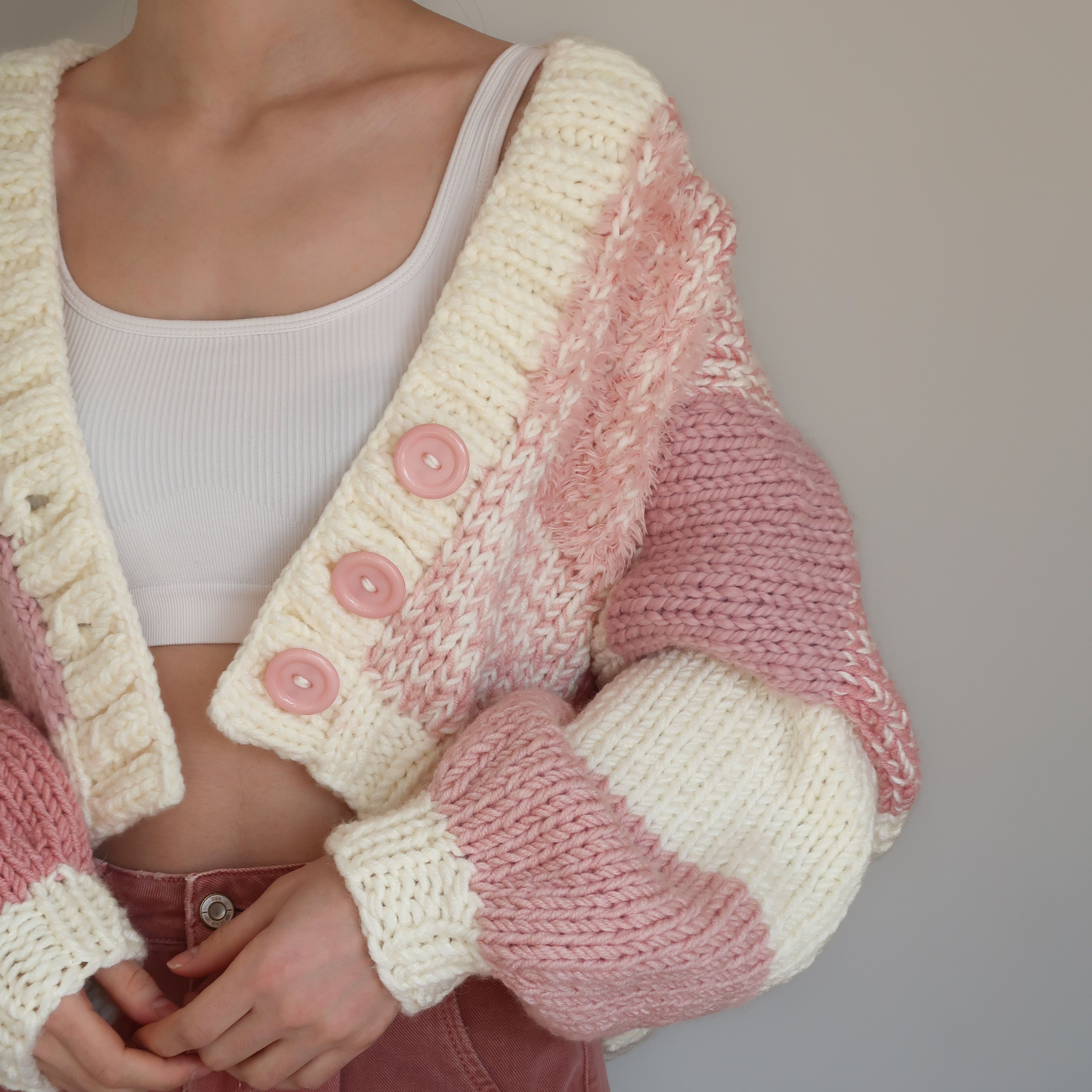 Soft Pink Patchwork Cardigan