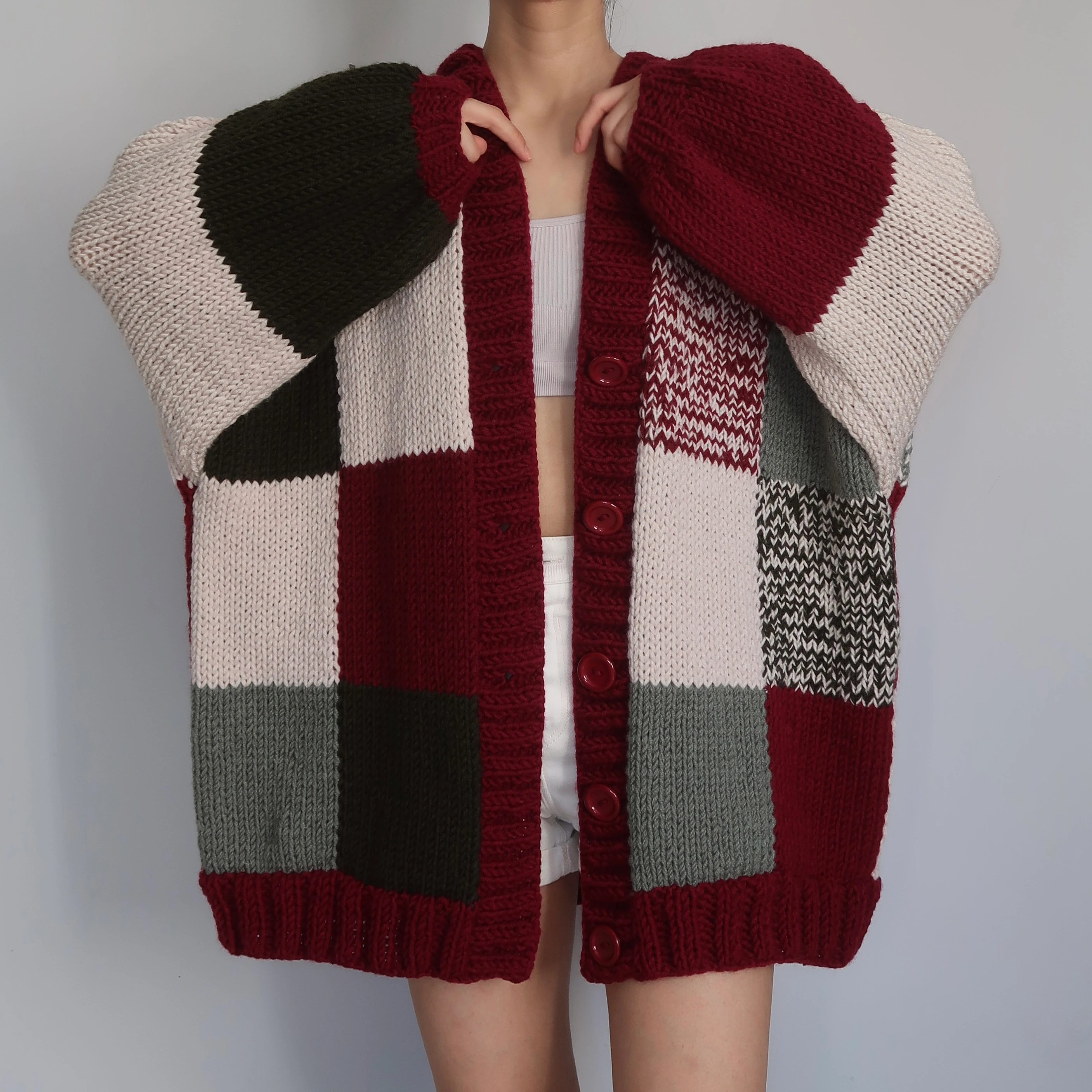 Thinner Mistletoe Dreams Patchwork Cardigan (Christmas Edition)