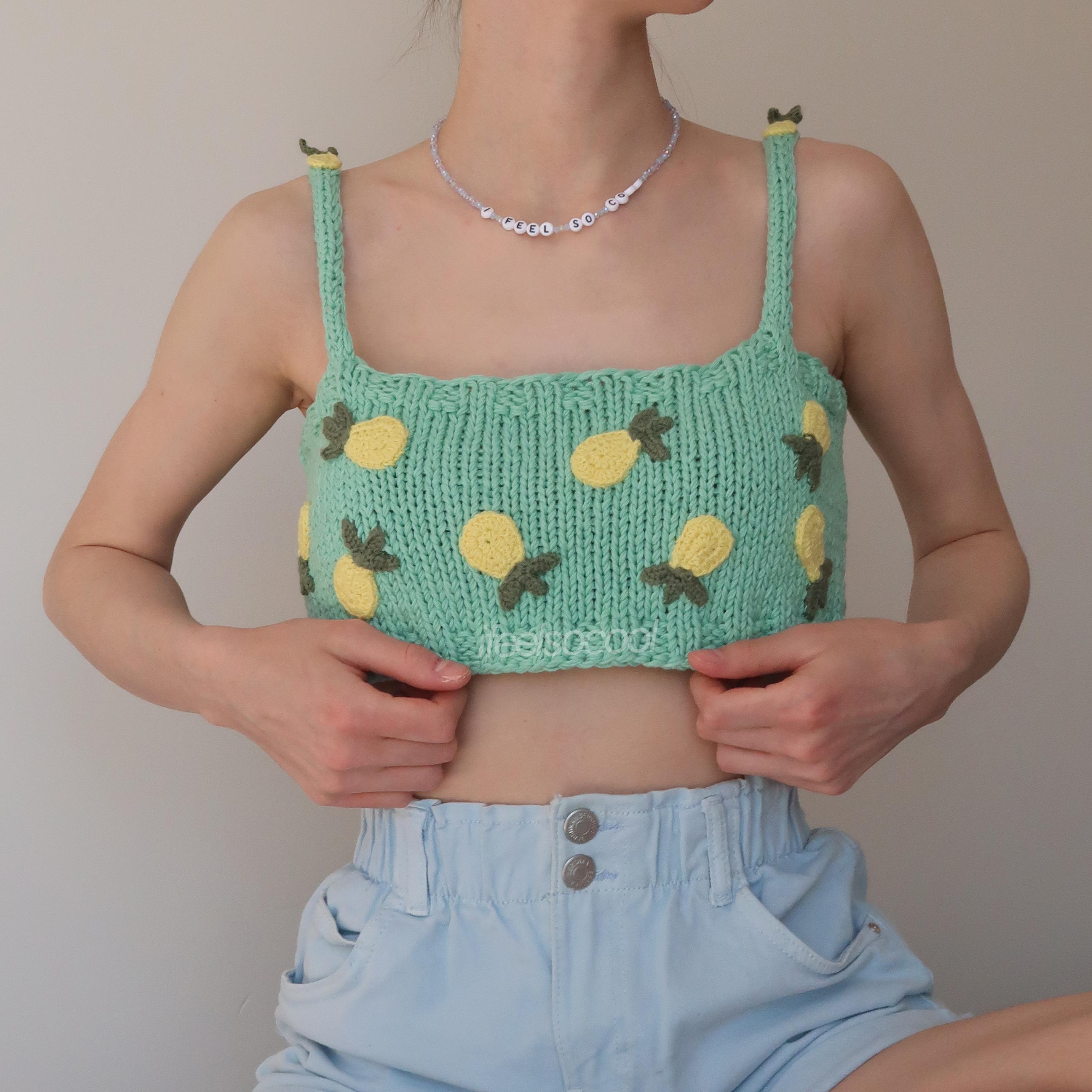 Pineapple Hand-knitted Crop Top