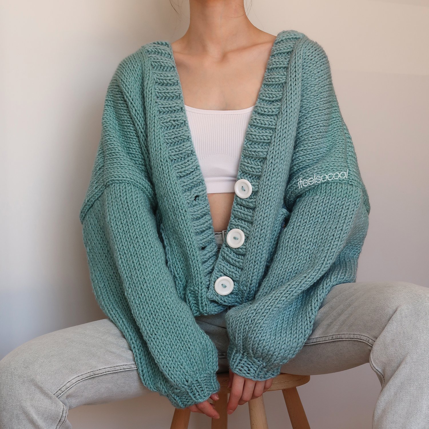 Mint Daisy Pocket Cardigan