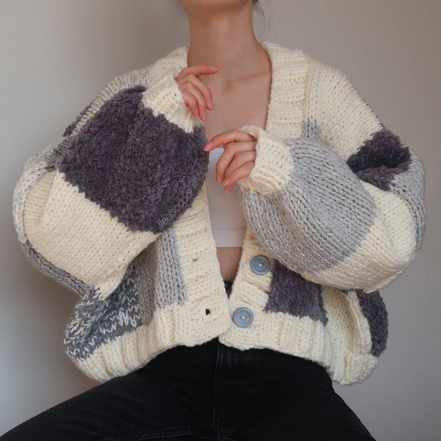 Hazy Clouds Patchwork Cardigan