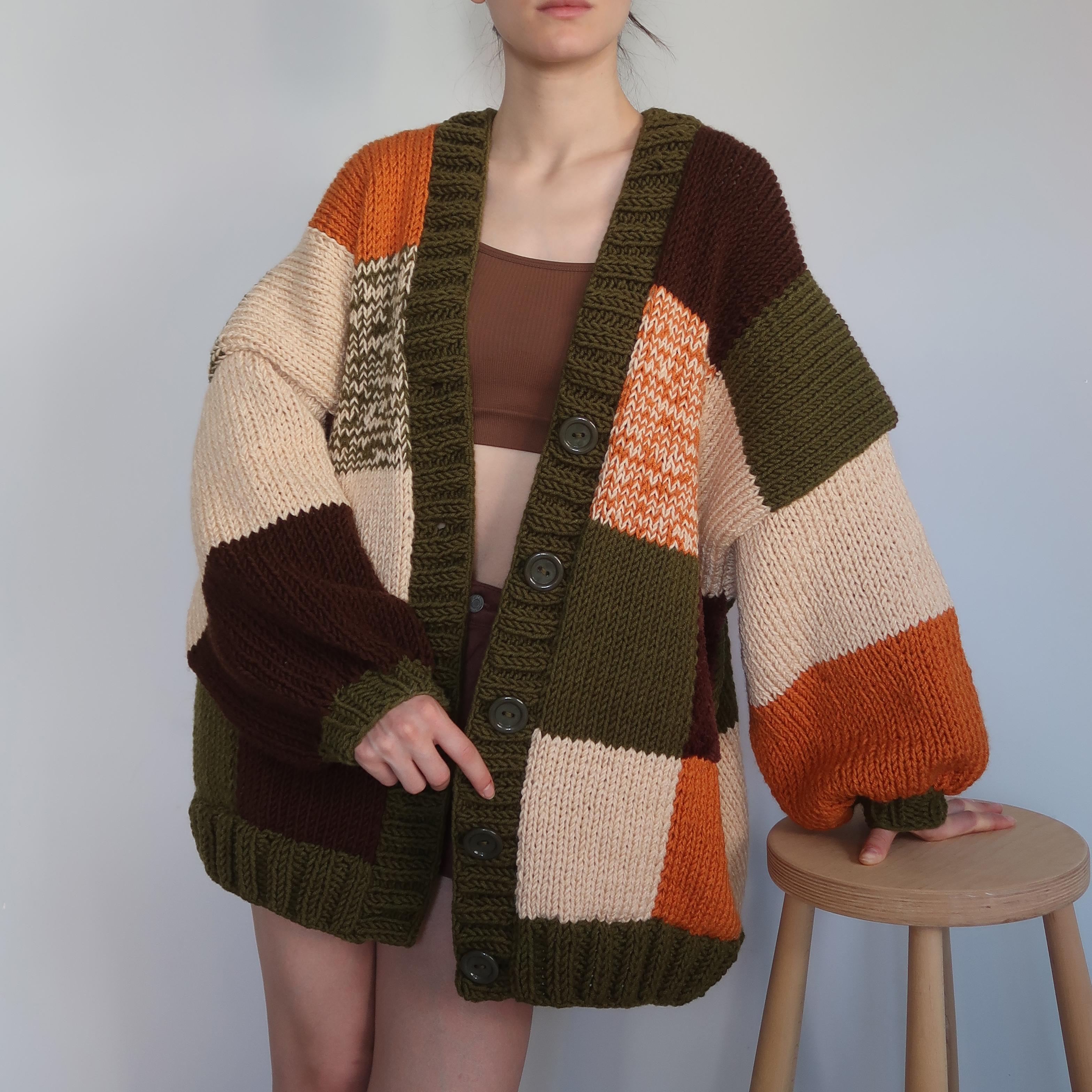 Thinner Rustic Autumn Patchwork Cardigan