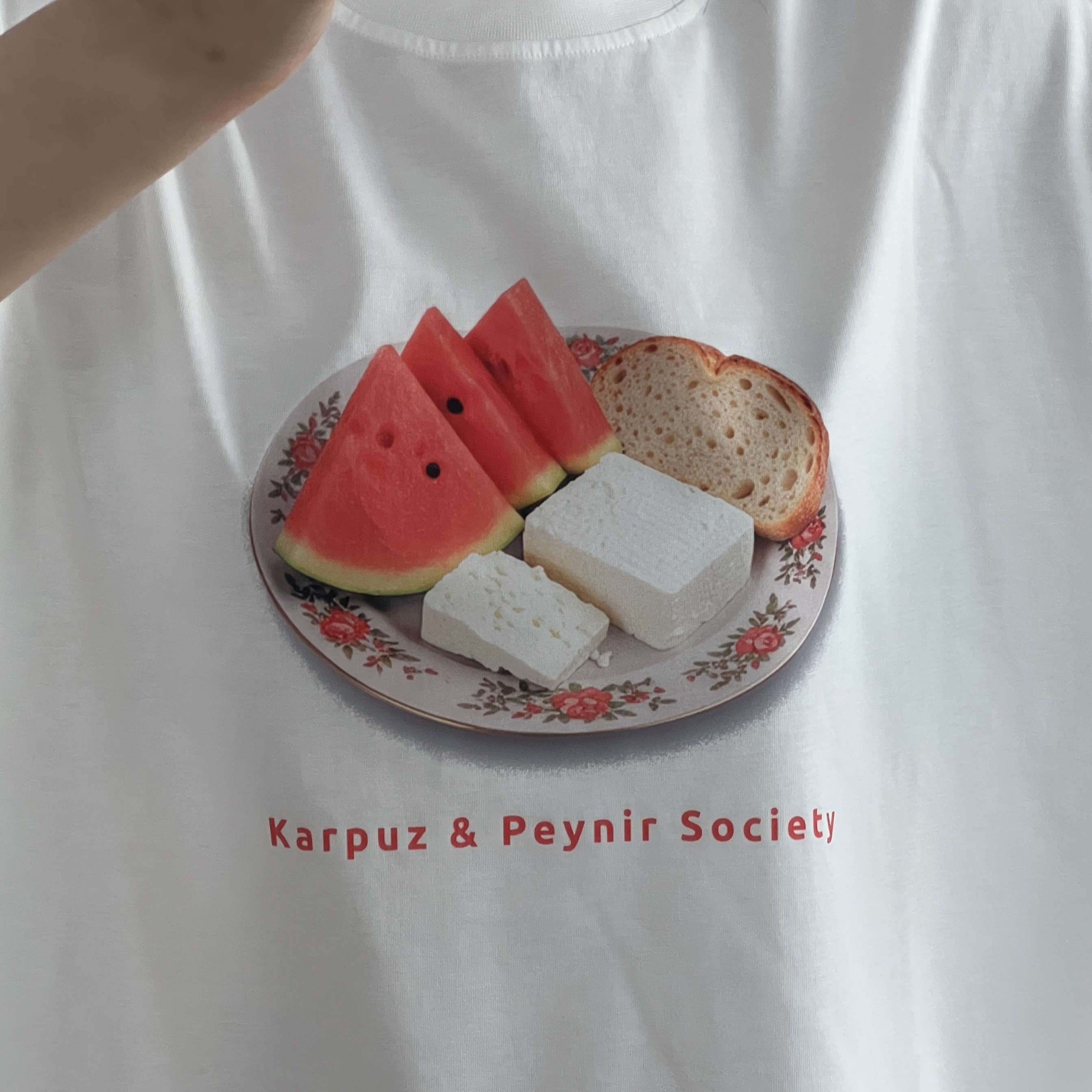 100% Cotton Crew Neck Boxy Fit Unisex Short Sleeve T-Shirt - Karpuz Peynir Society