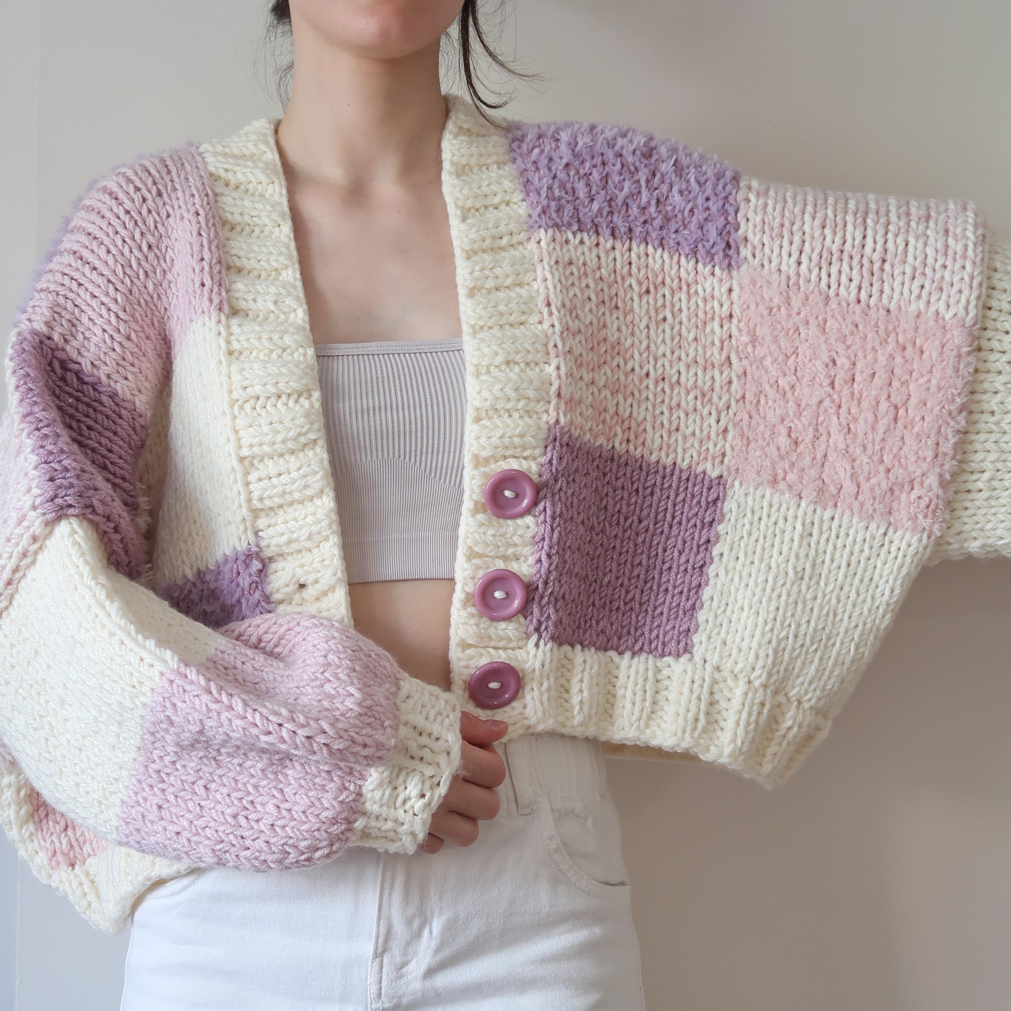 Lavender Fields Patchwork Cardigan - Cream