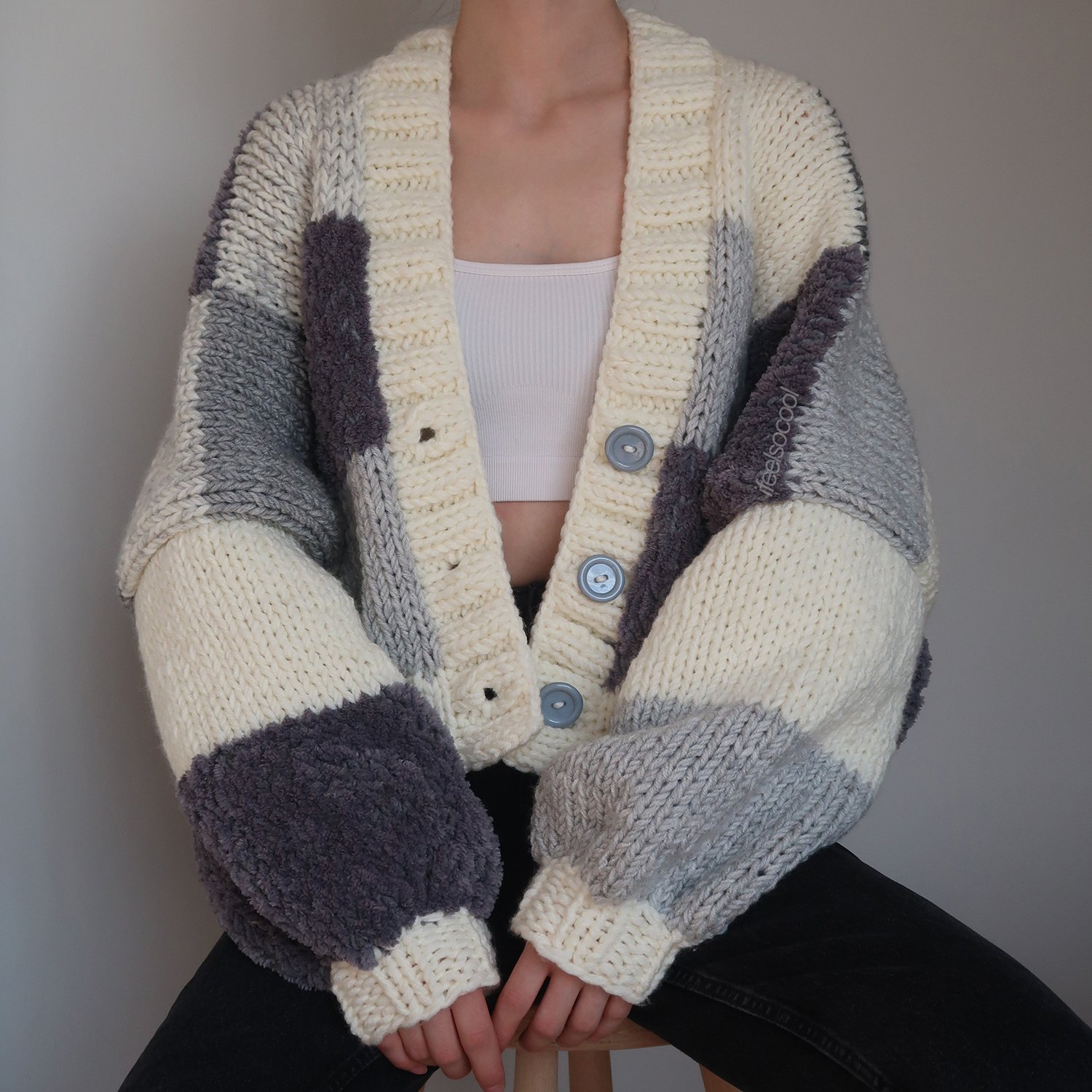 Hazy Clouds Patchwork Cardigan