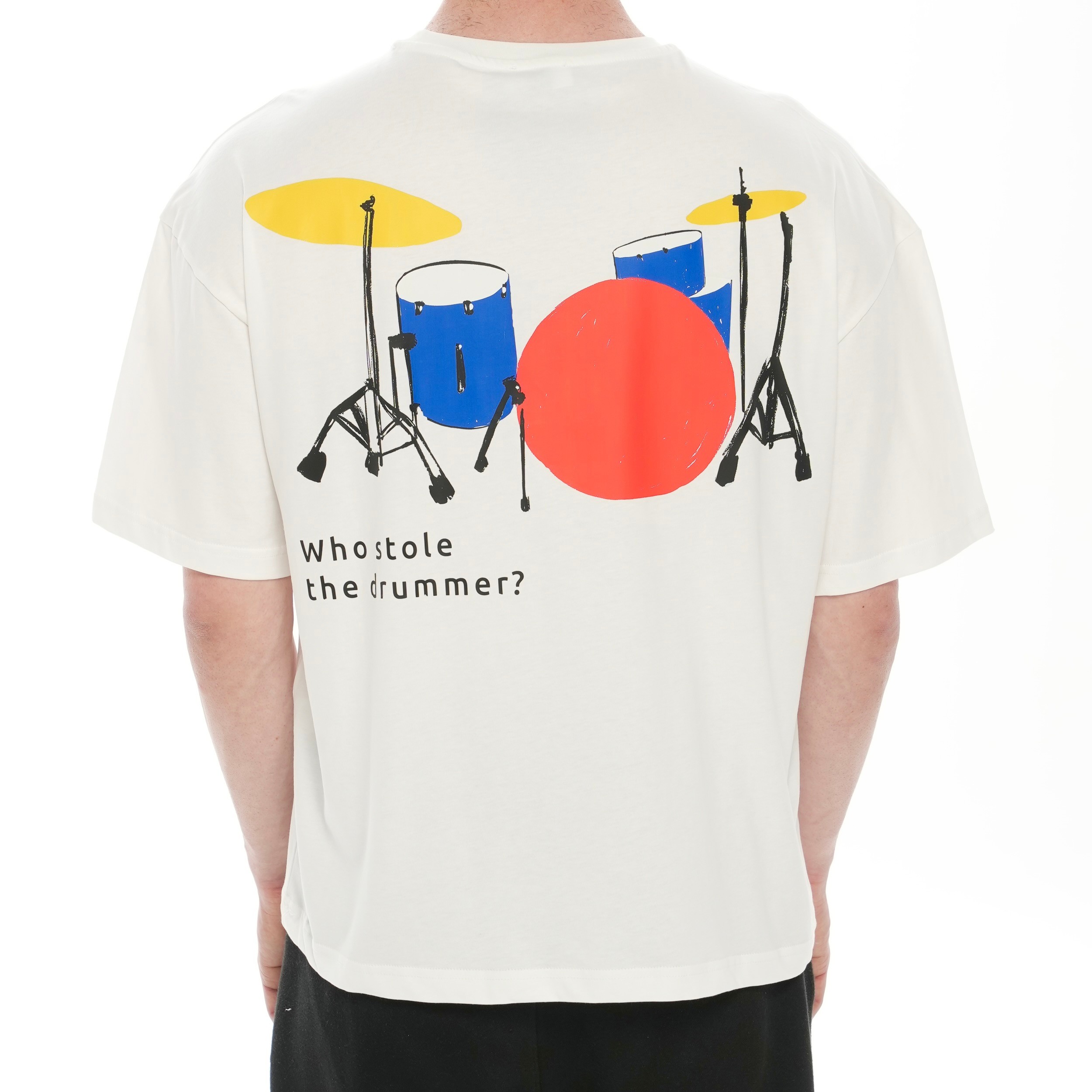 100% Cotton Crew Neck Boxy Fit Short Sleeve T-Shirt - Who Stole the Drummer