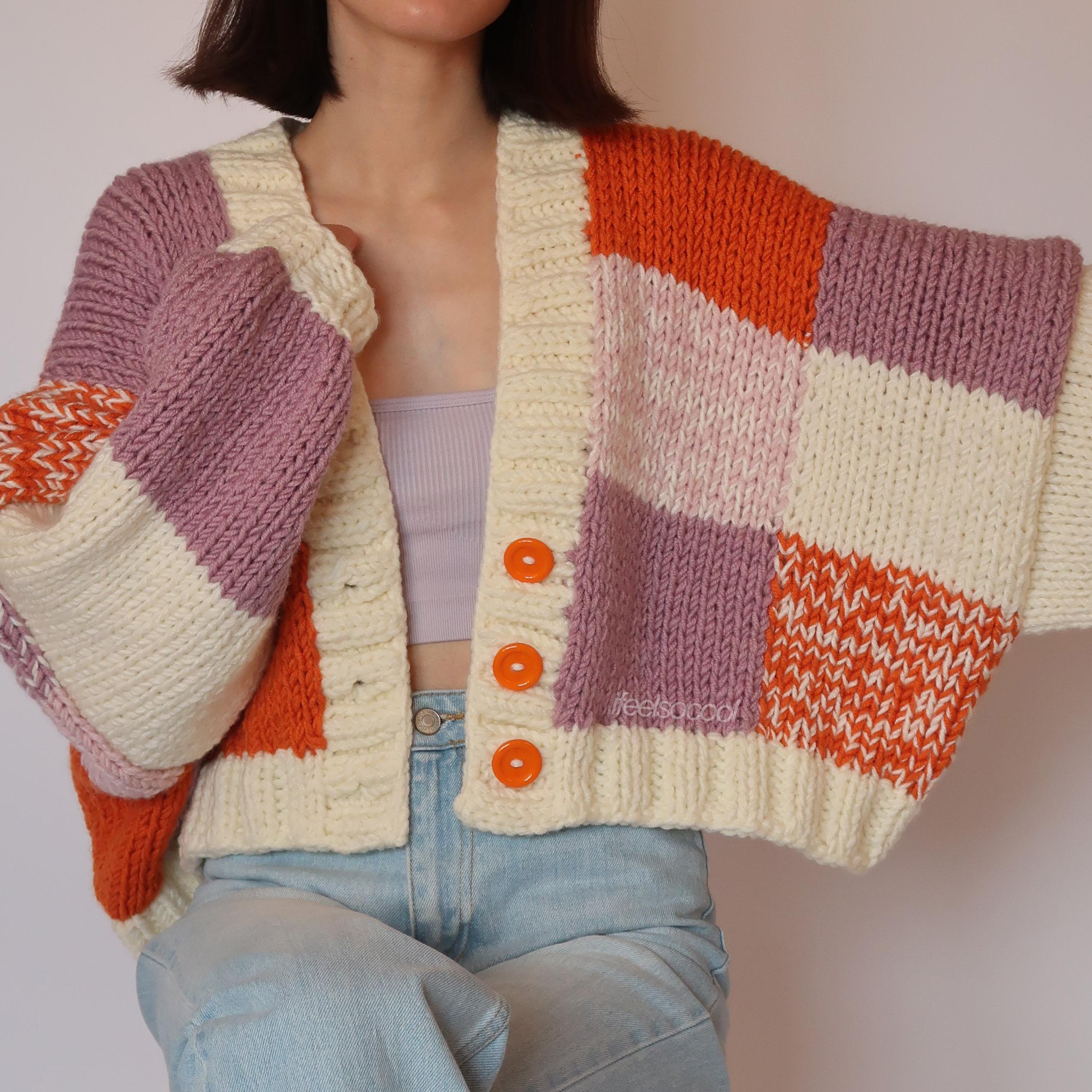 Lilac Orange Patchwork Cardigan