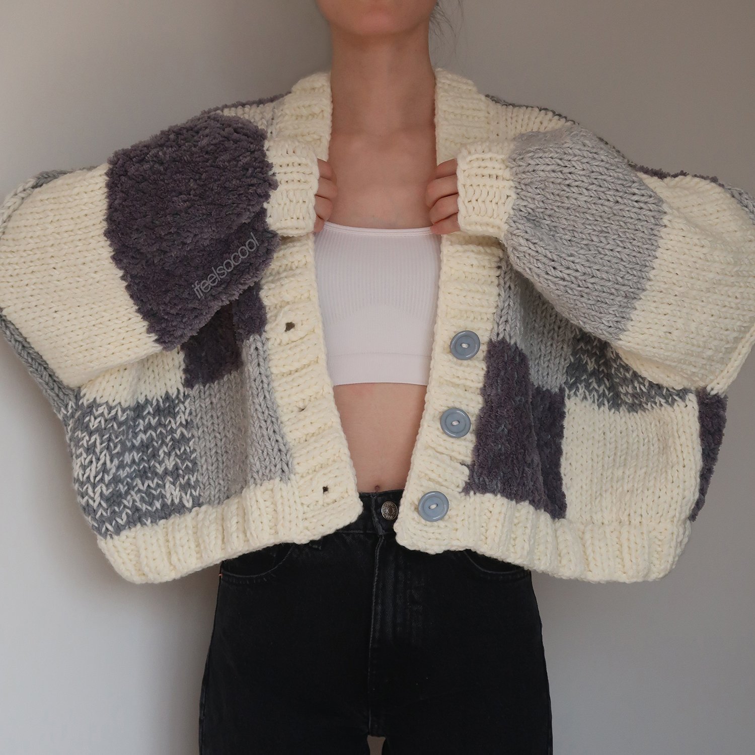 Hazy Clouds Patchwork Cardigan