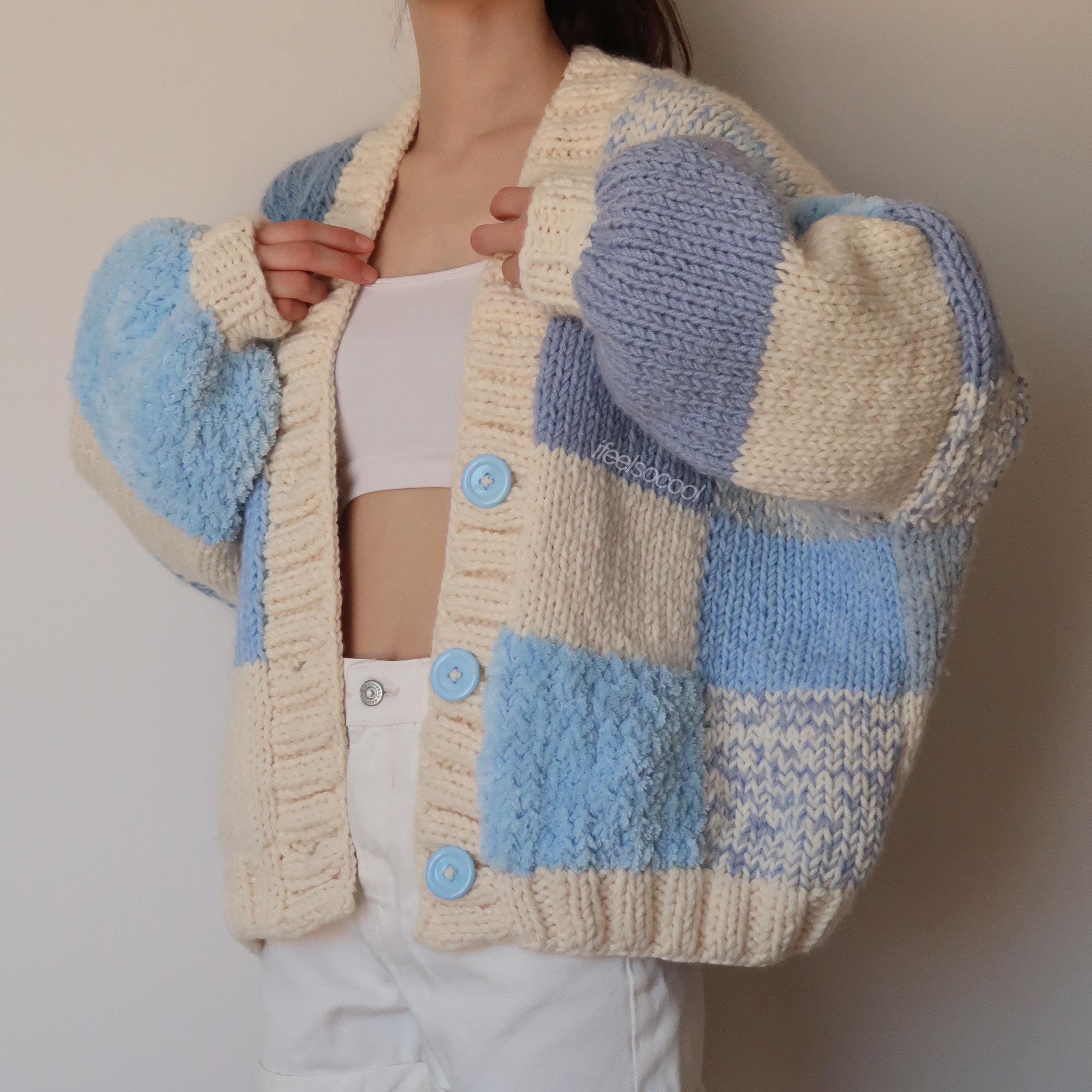 Icy Blue Patchwork Cardigan