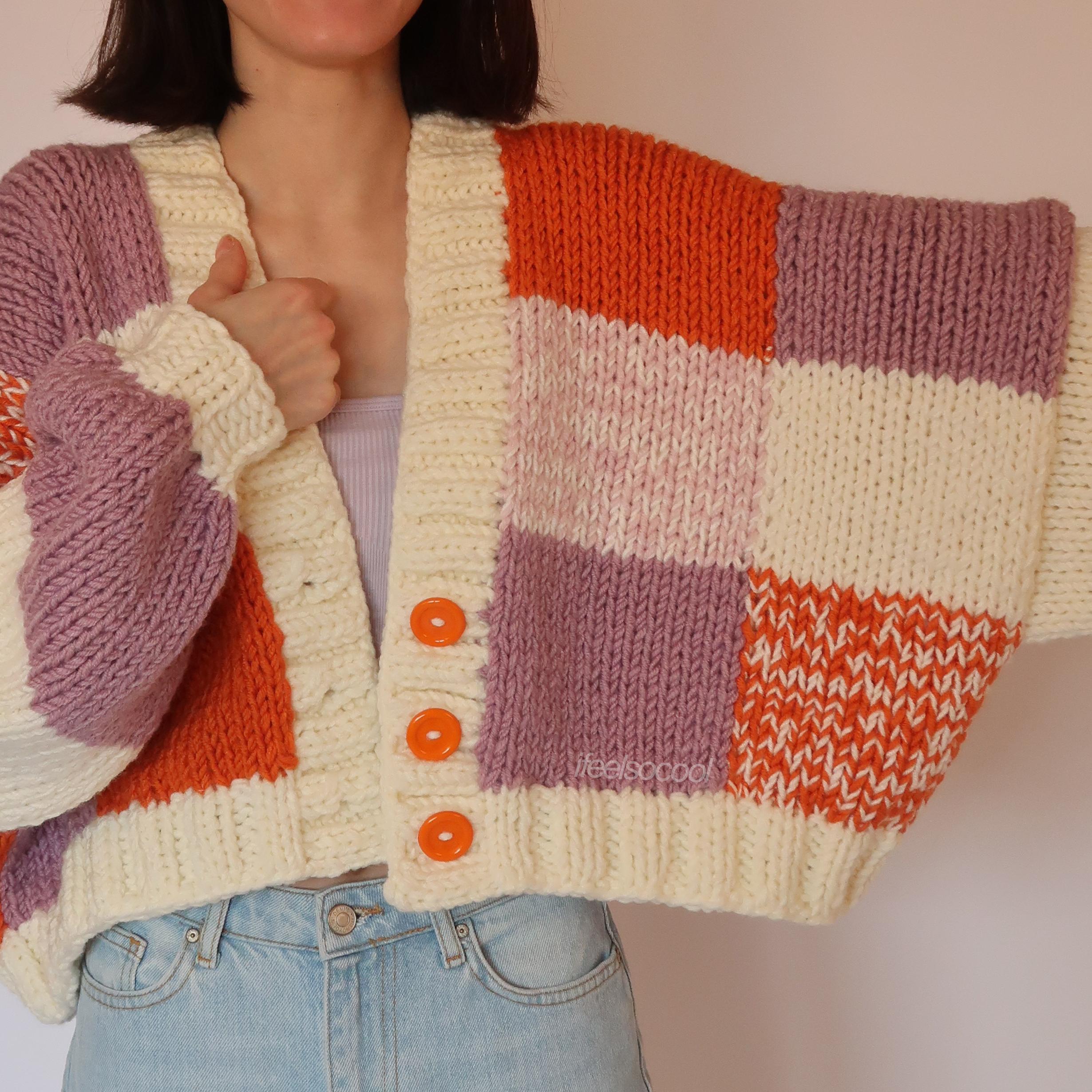 Lilac Orange Patchwork Cardigan