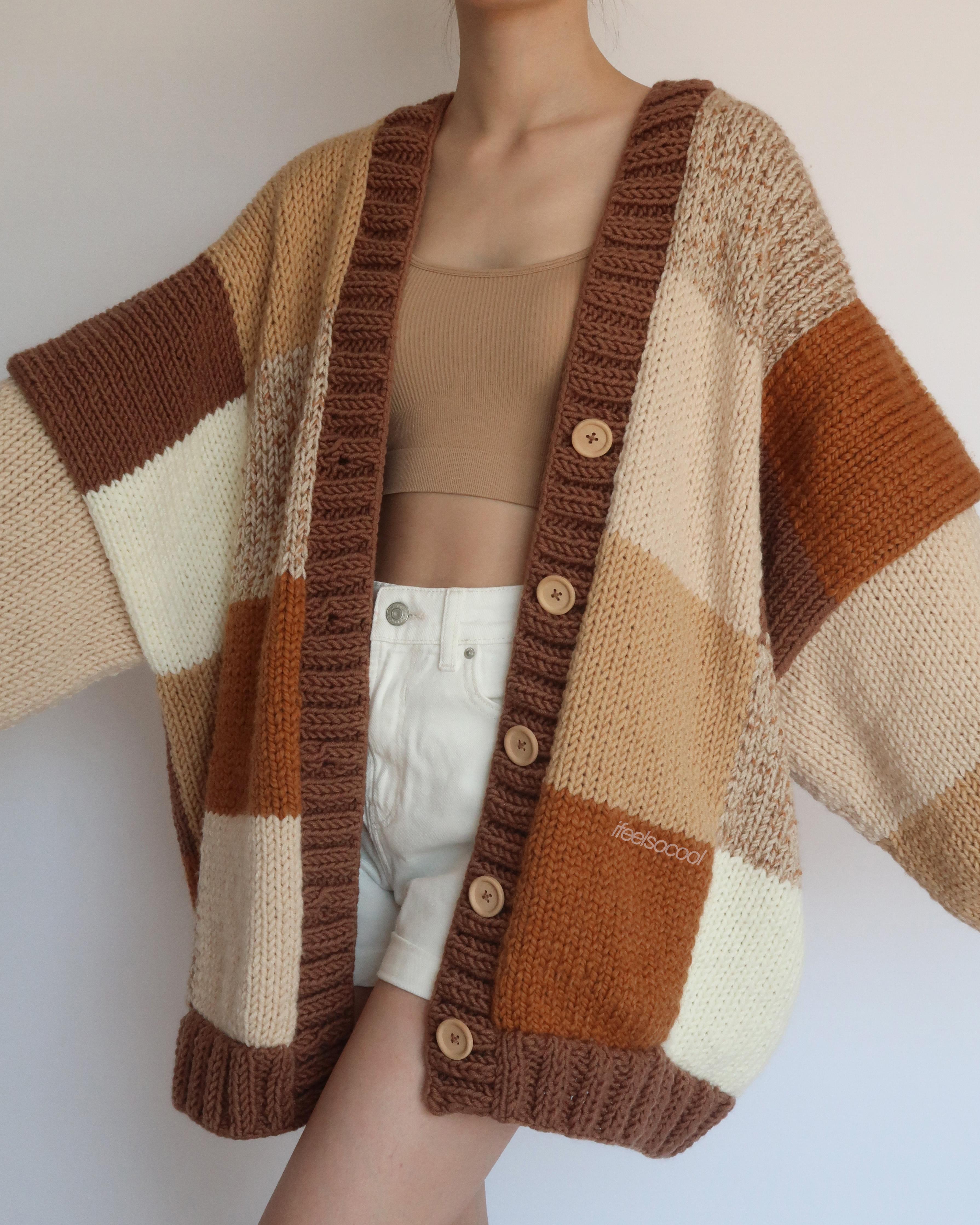 Thinner Cinnamon Patchwork Cardigan