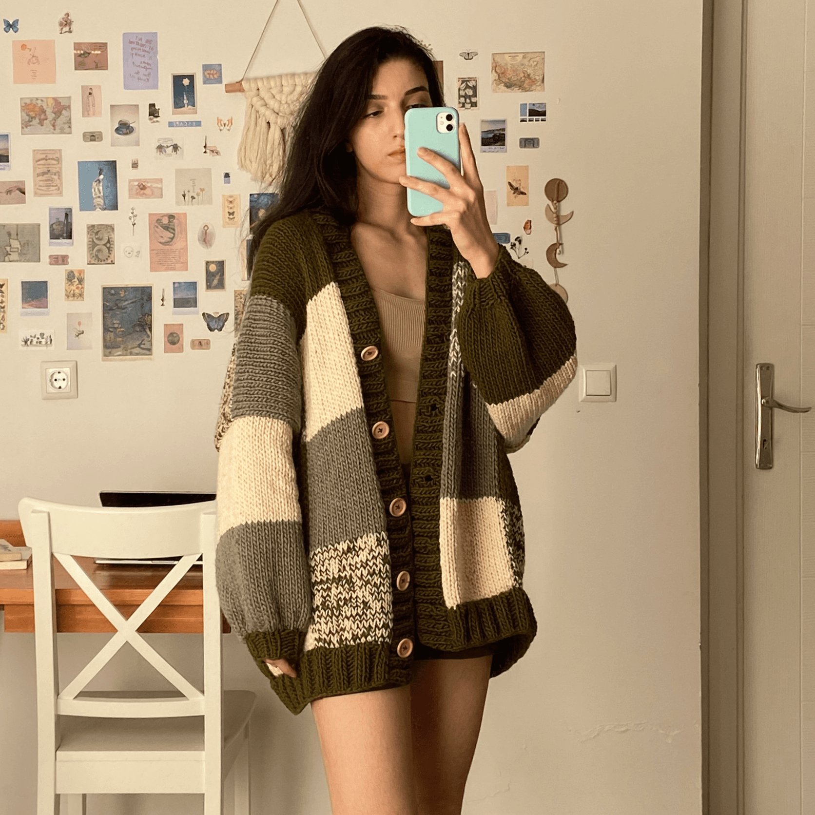 Thinner Ivy Leaves Patchwork Cardigan