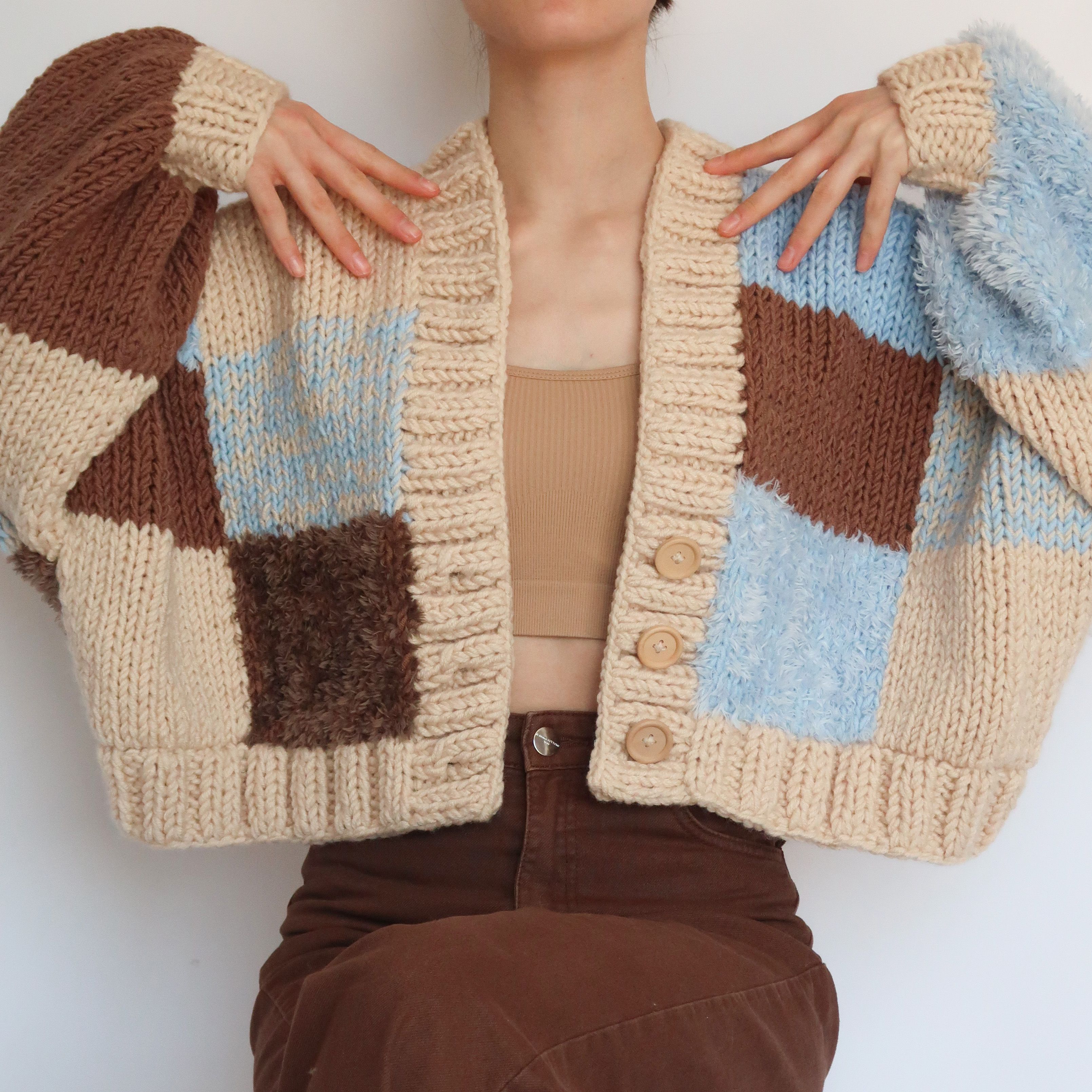 Cookie Monster Patchwork Cardigan