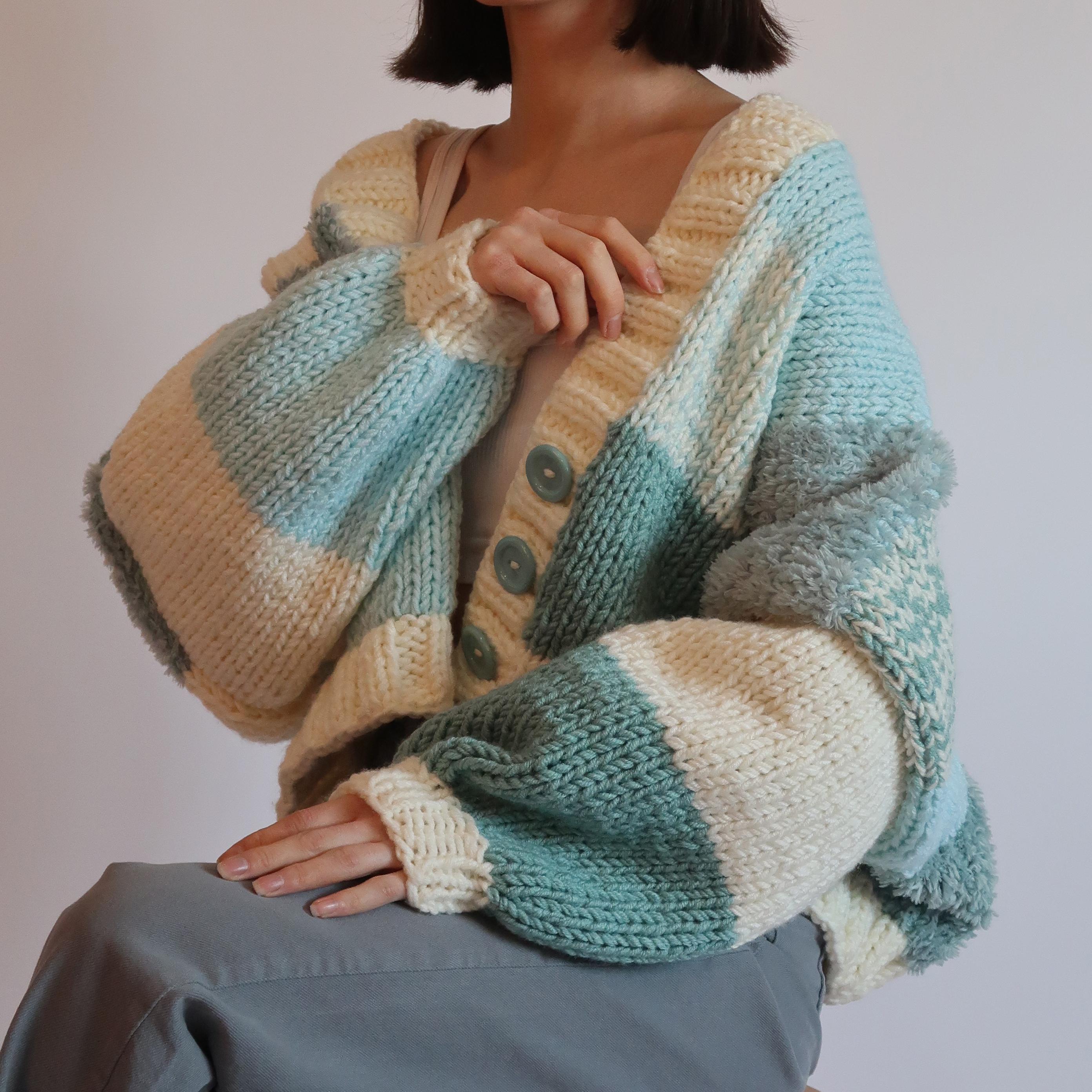 Light Mint Patchwork Cardigan