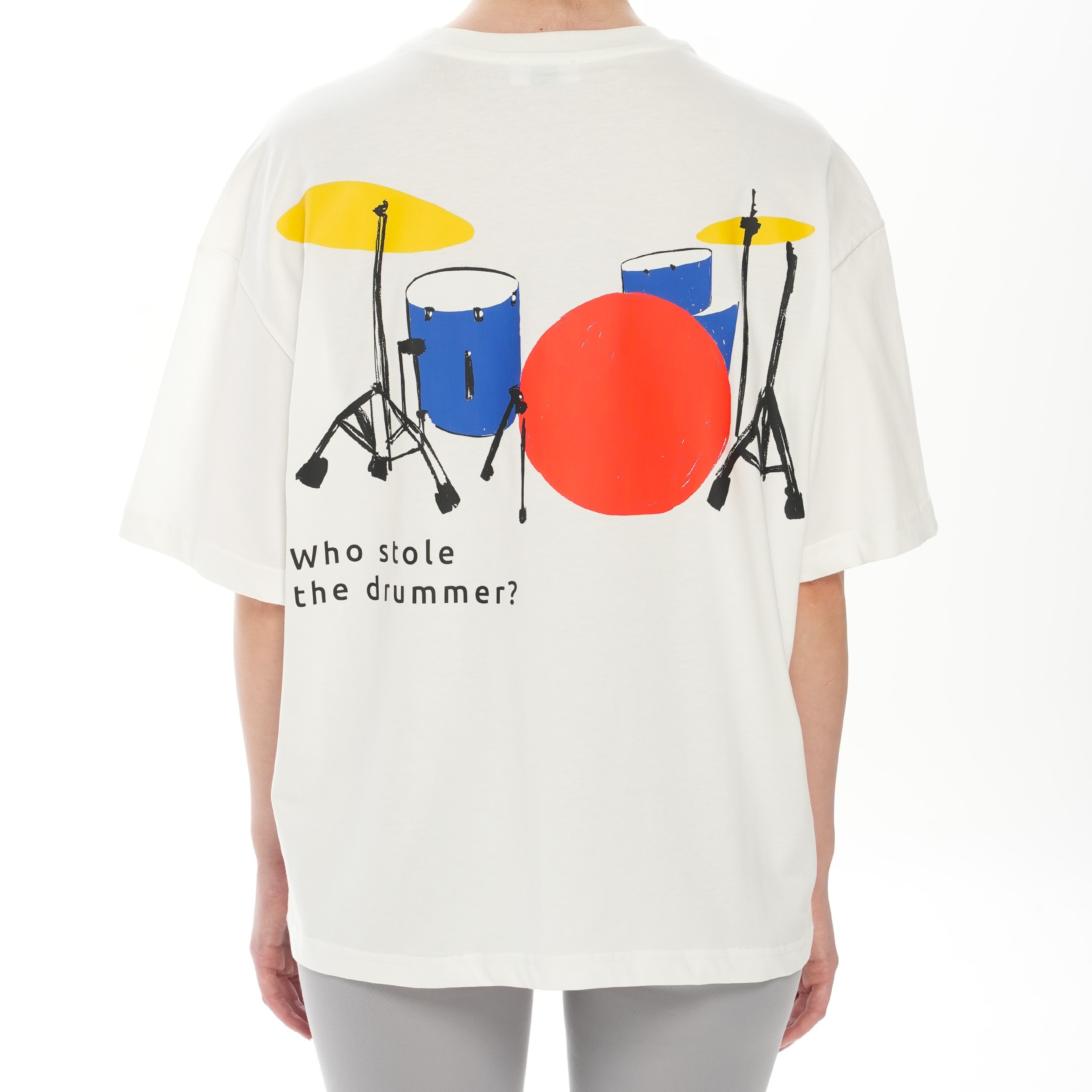 100% Cotton Crew Neck Boxy Fit Unisex Short Sleeve T-Shirt - Who Stole the Drummer